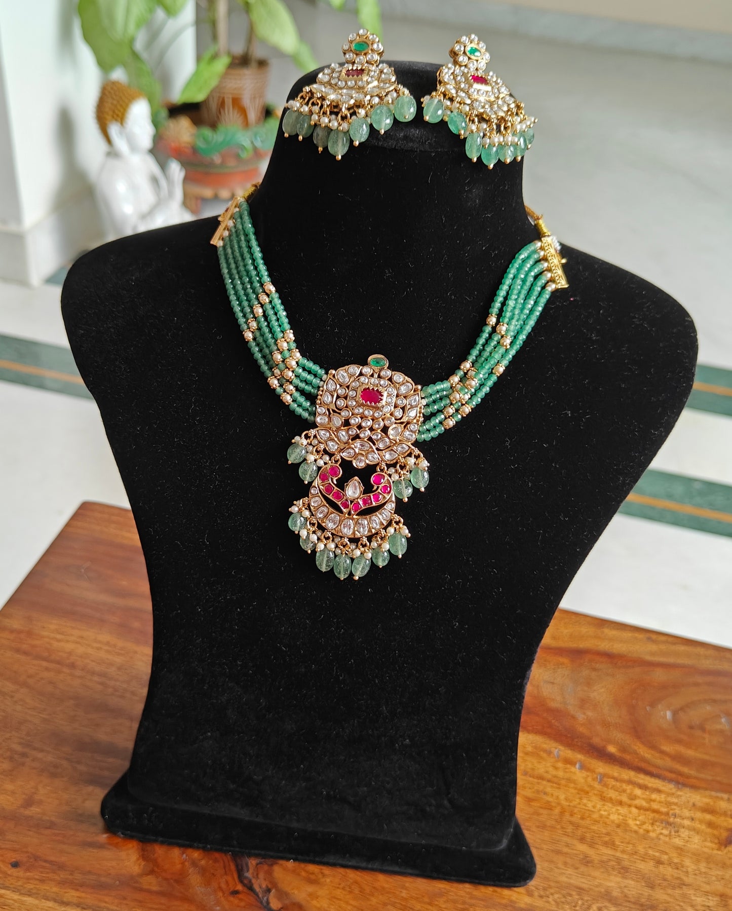 Elisha set with stone strands with moissanite and kemp stones