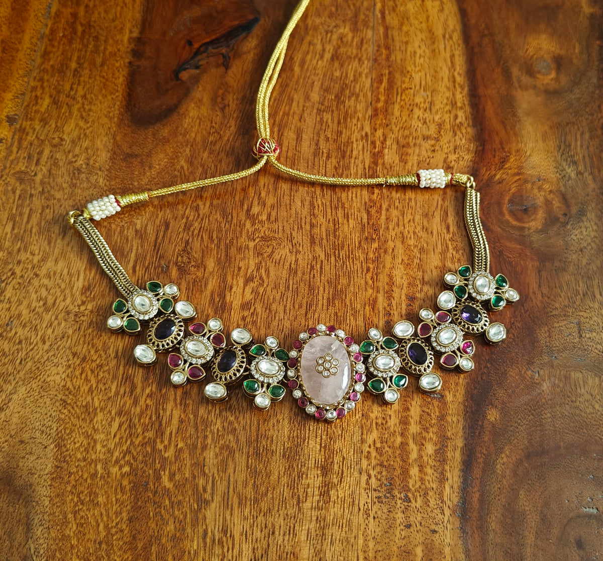 Janvi multicolour stone choker set