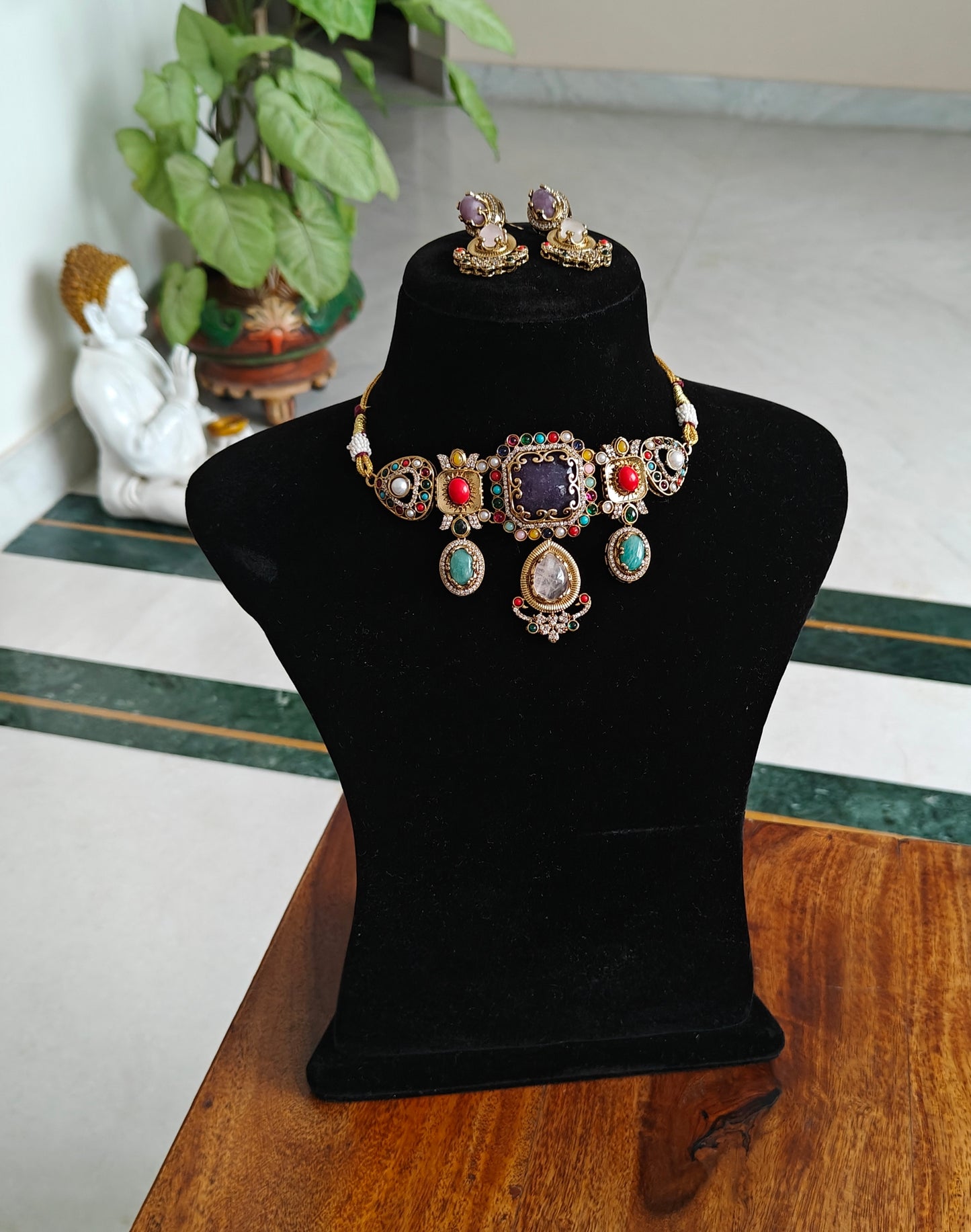 Sahiba multicolour stone choker set