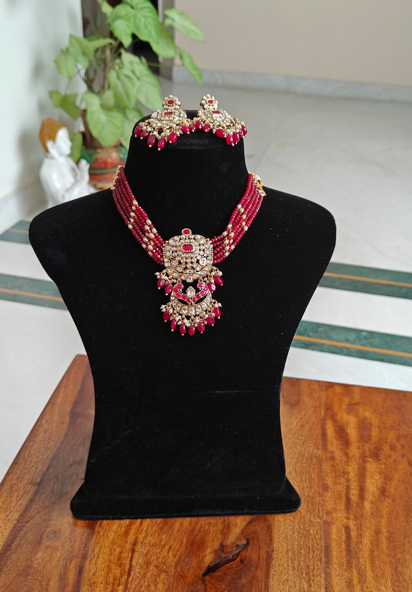 Elisha set with stone strands with moissanite and kemp stones