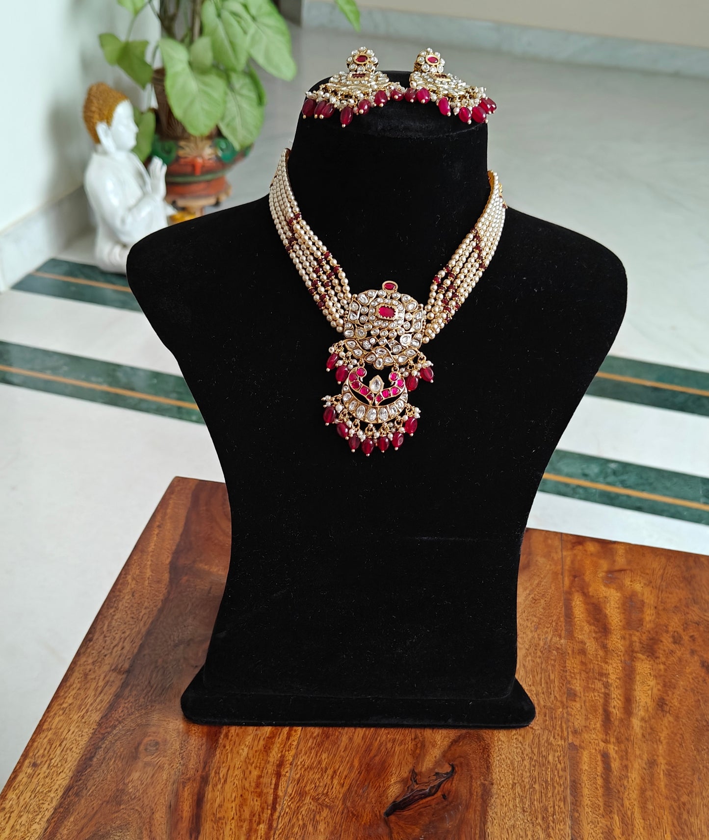 Elisha set with stone strands with moissanite and kemp stones