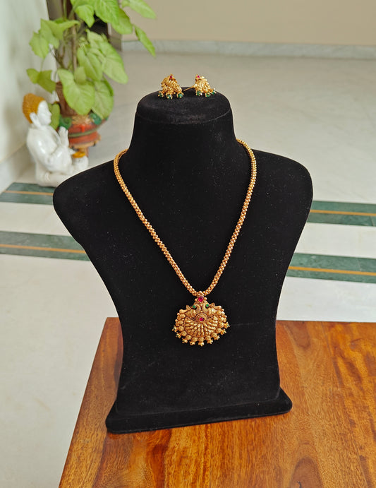 Swarnmala set with peacock motif