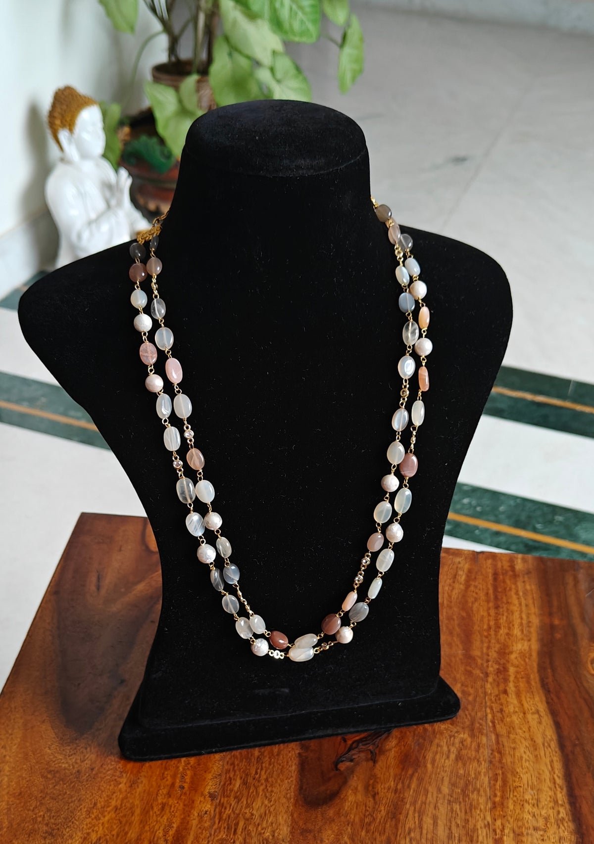 Double string stone necklace