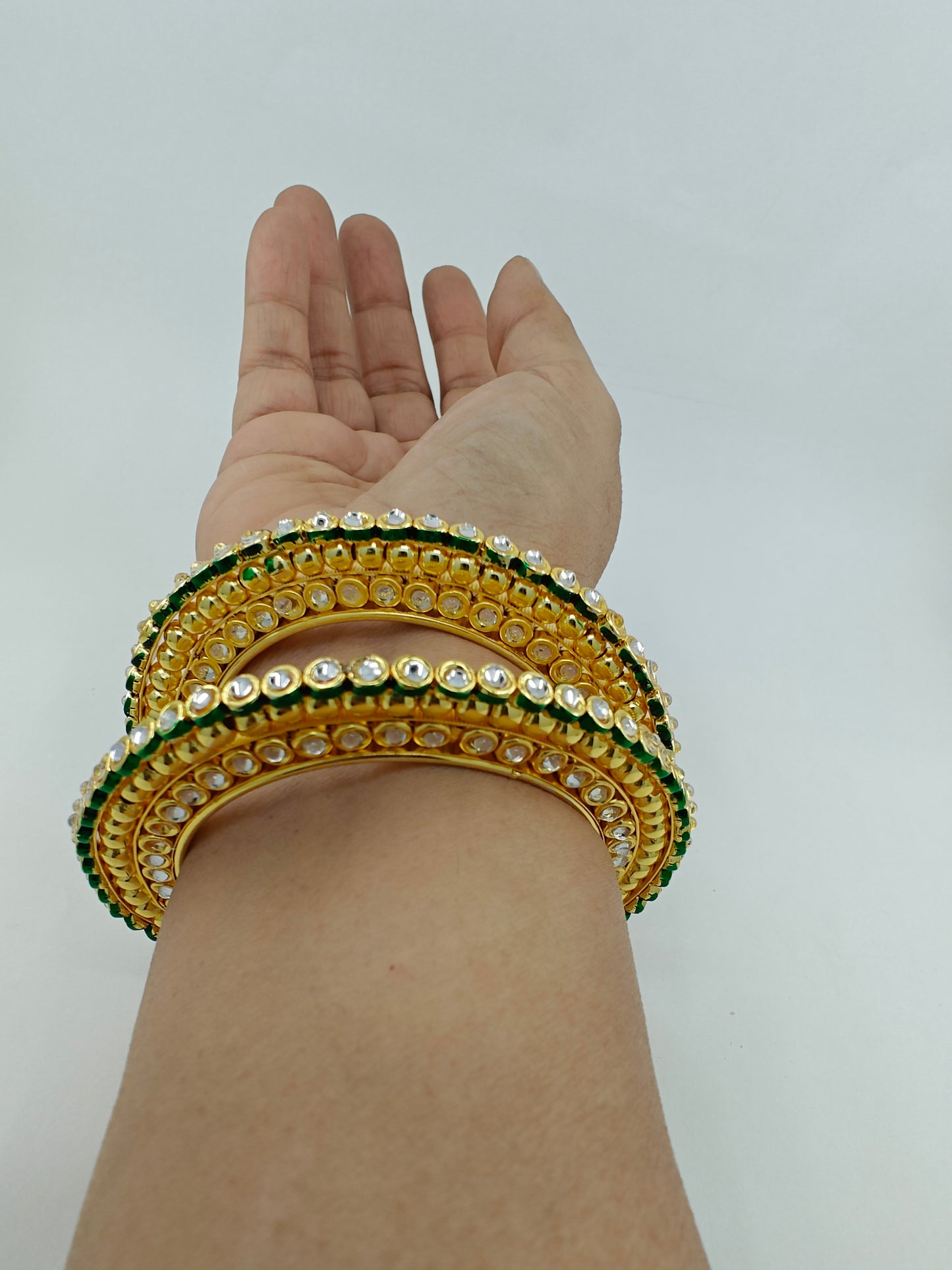 Golden kundan pacheli bangles(2pcs)