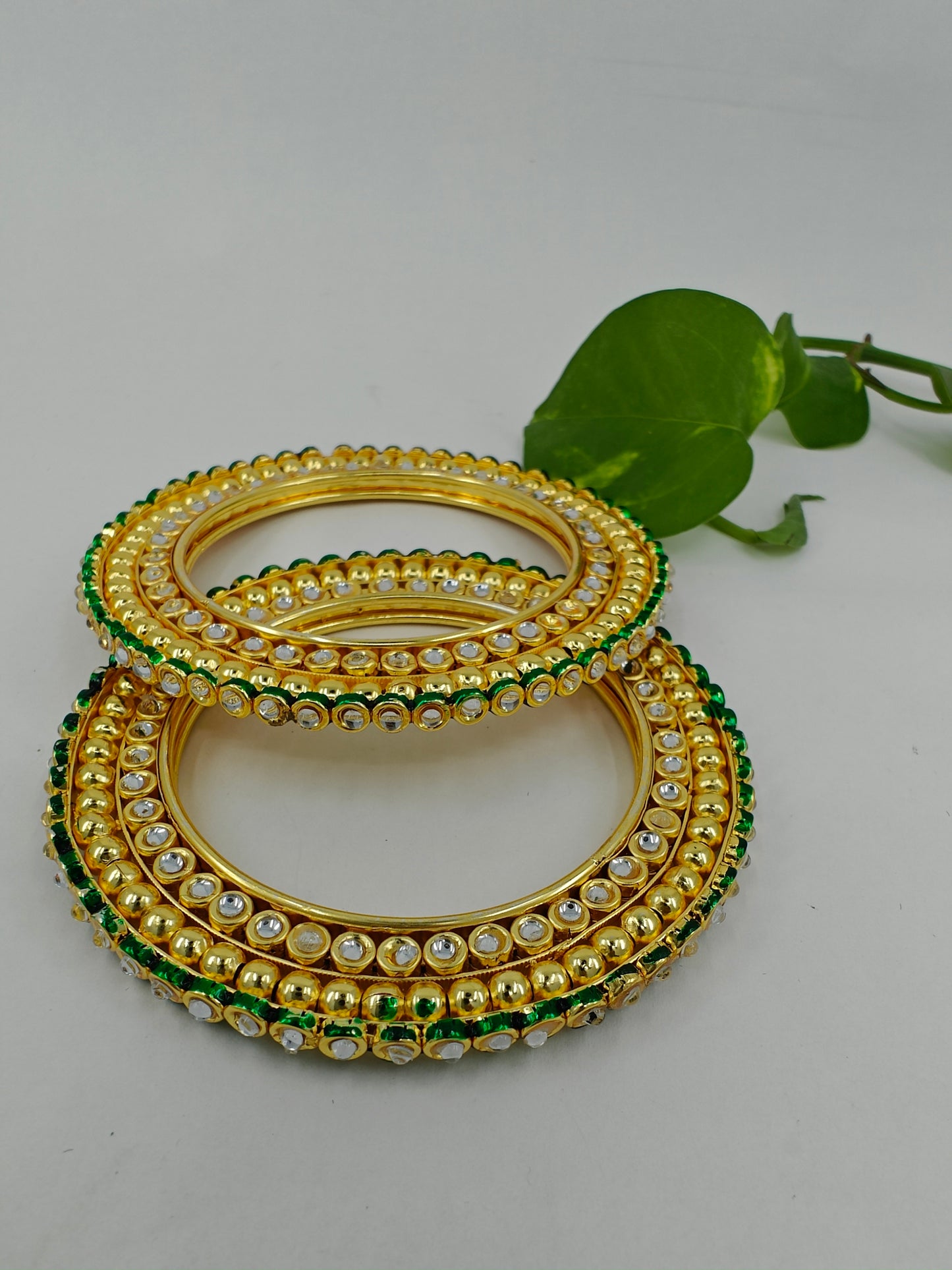 Golden kundan pacheli bangles(2pcs)