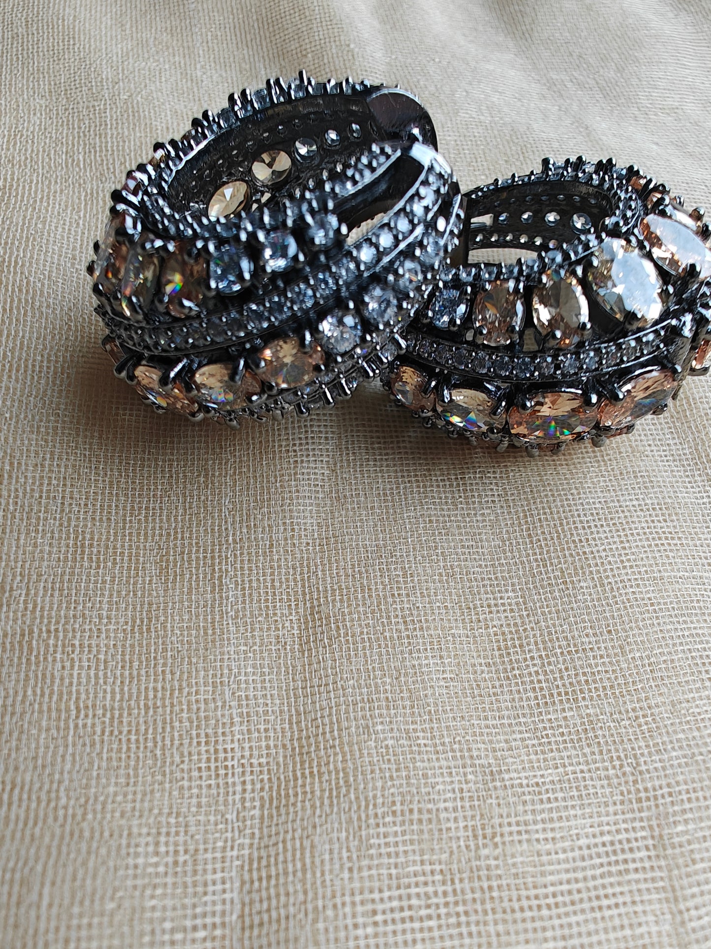 Stone studded hoop earrings