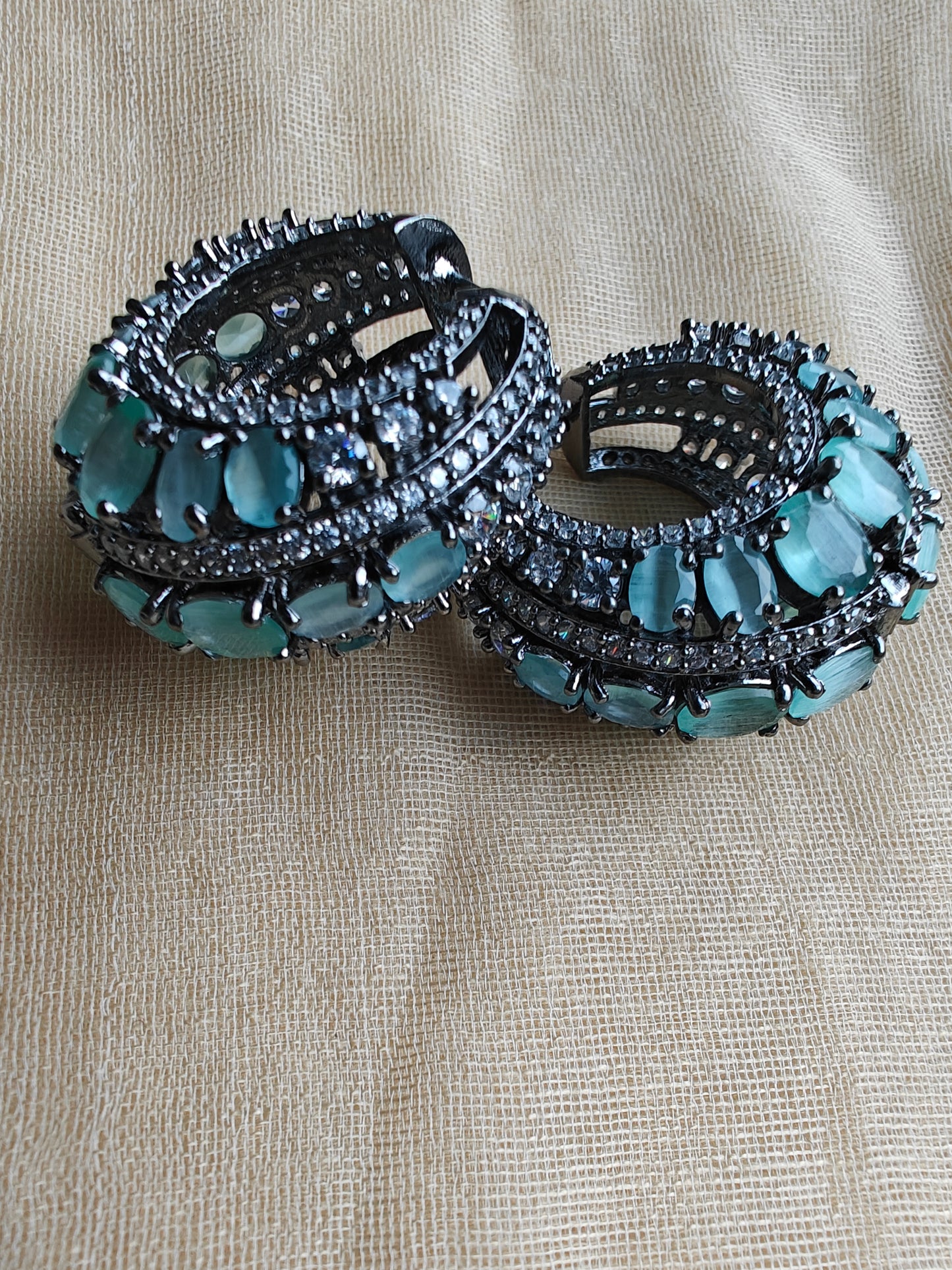 Stone studded hoop earrings