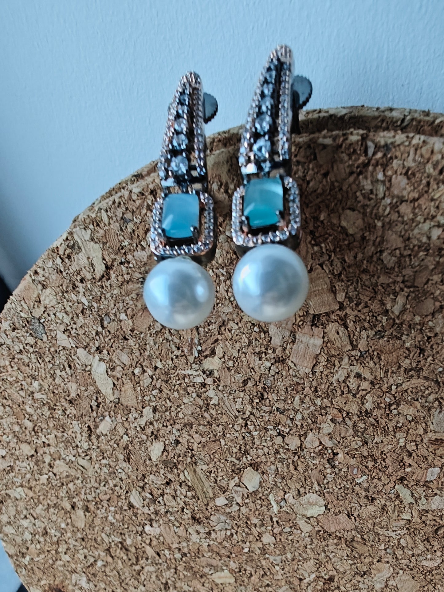 Victorian earrings with stone and pearl