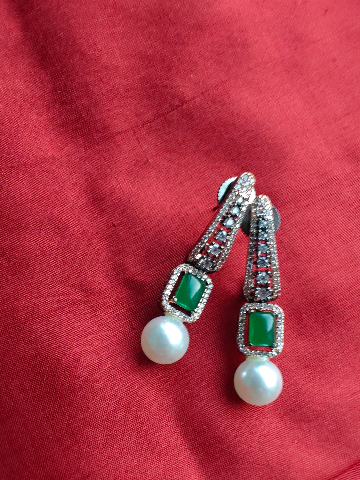 Victorian earrings with stone and pearl