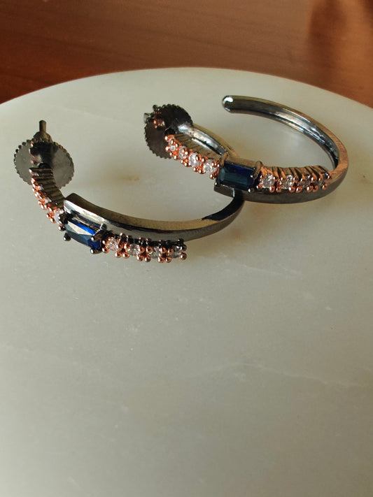 3/4th hoop earrings with coloured stone