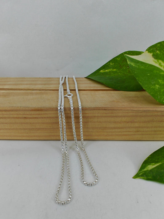 Silver chain necklace in link design, 24 inches length