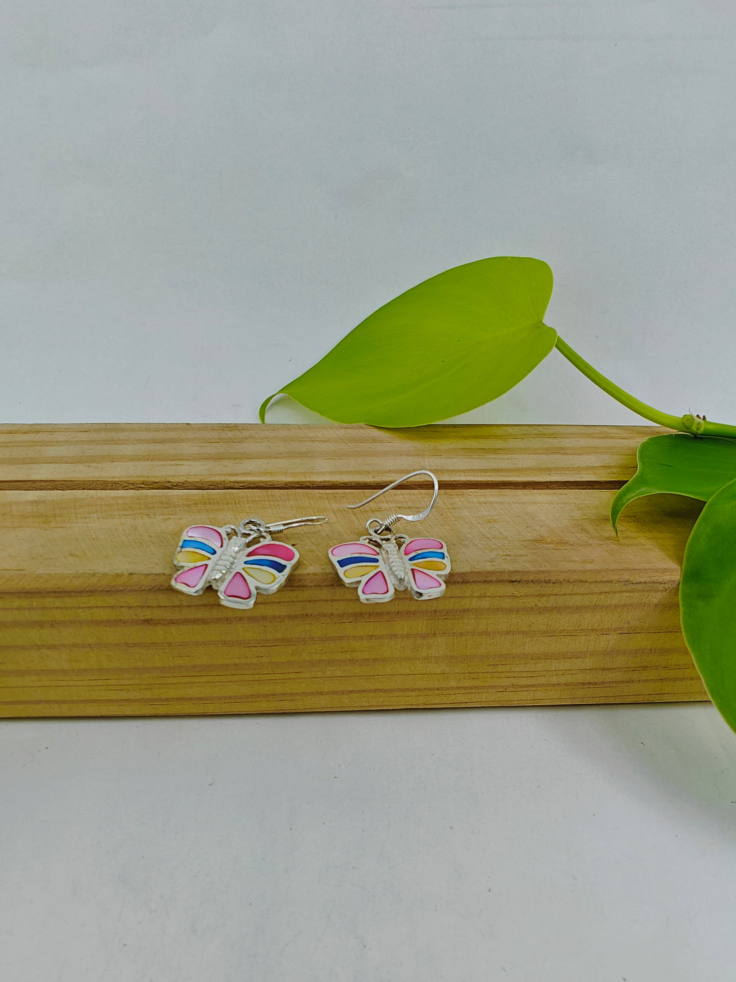 Butterfly silver earrings in vibrant colours