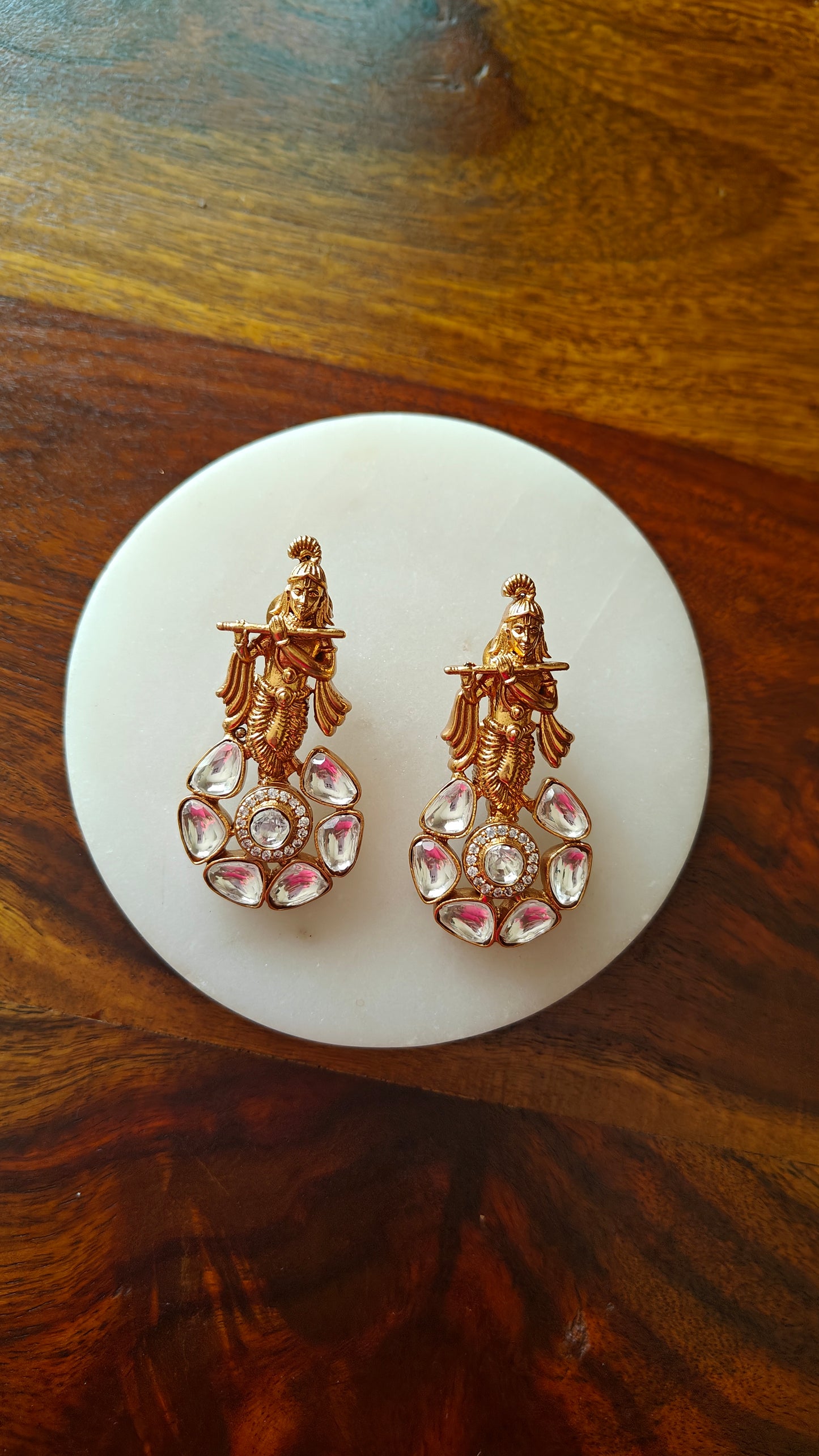 Standing krishna earrings