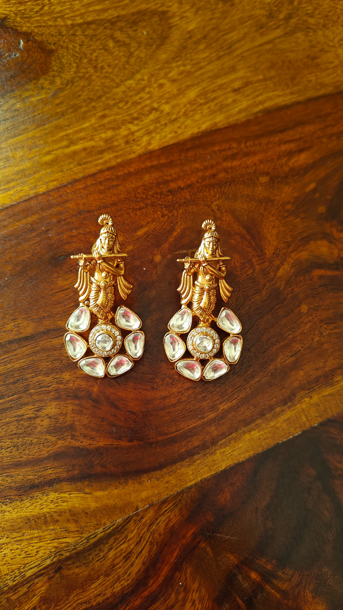 Standing krishna earrings