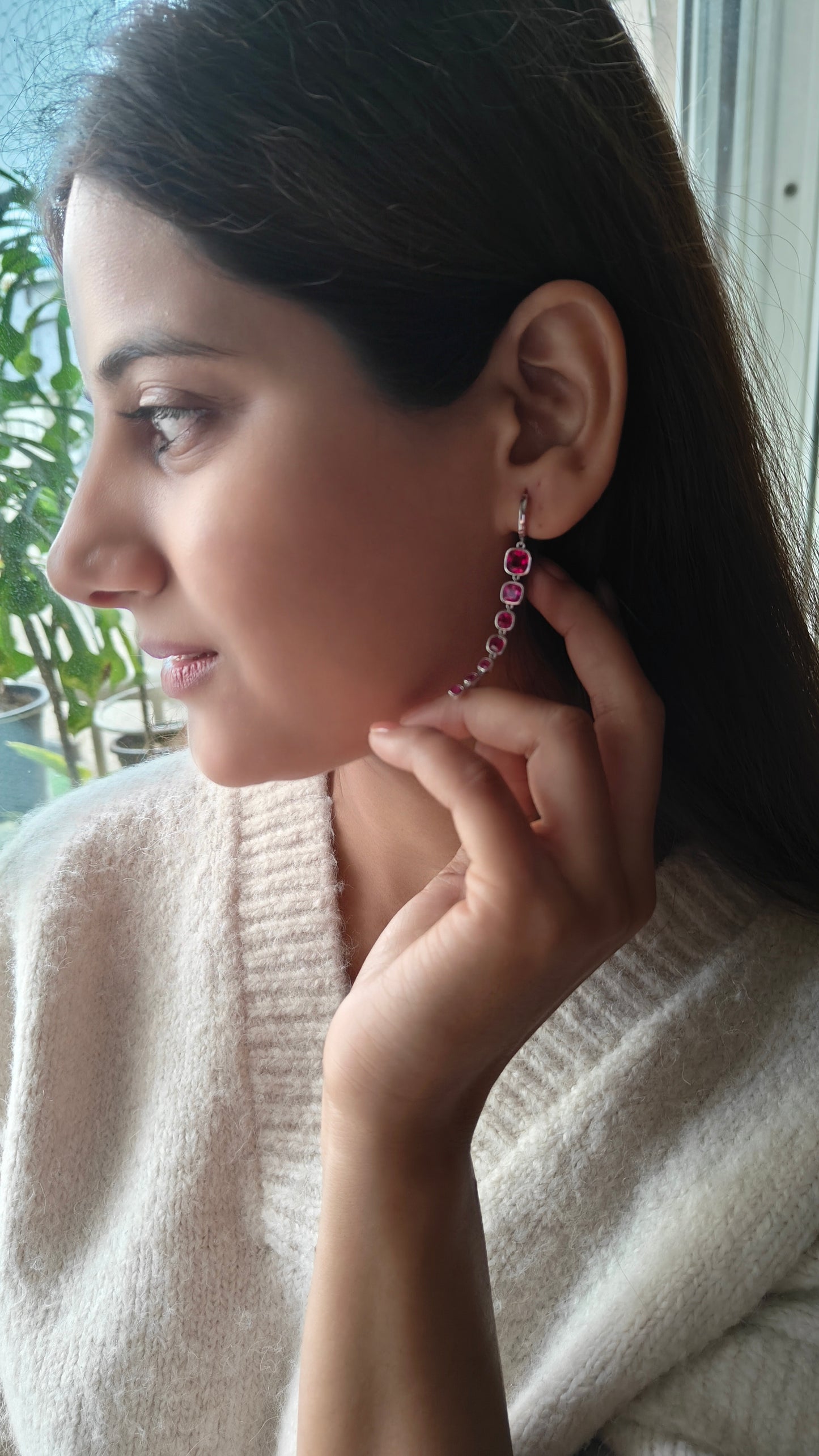 Adhir stone drop earrings