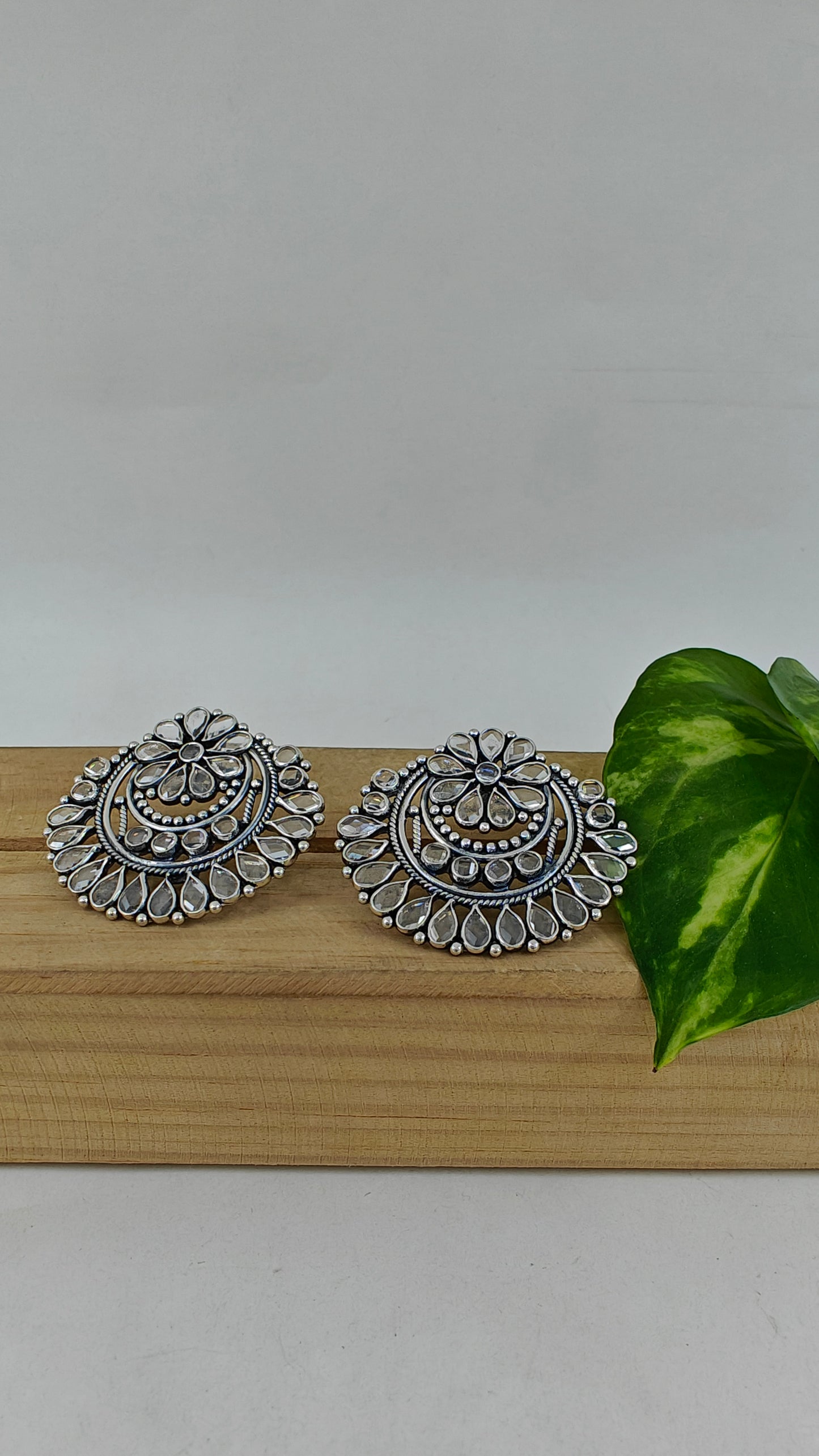 Seeta silver earrings with clear stones