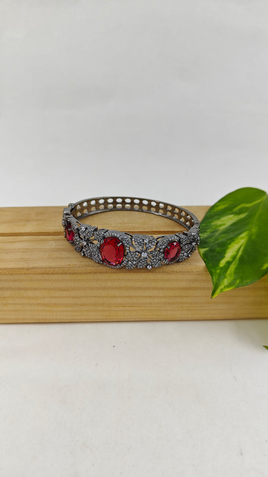 Antique Kara/Bangle with ruby red/sapphire blue stones