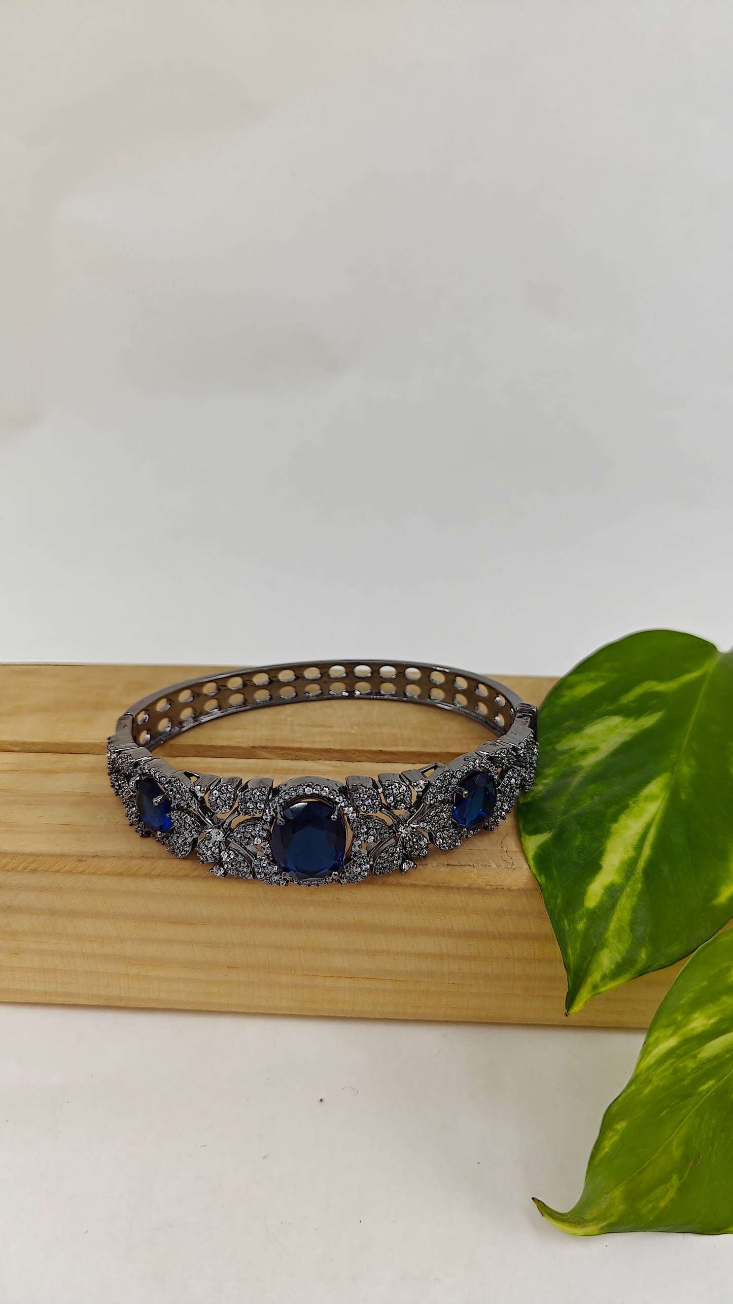 Antique Kara/Bangle with ruby red/sapphire blue stones