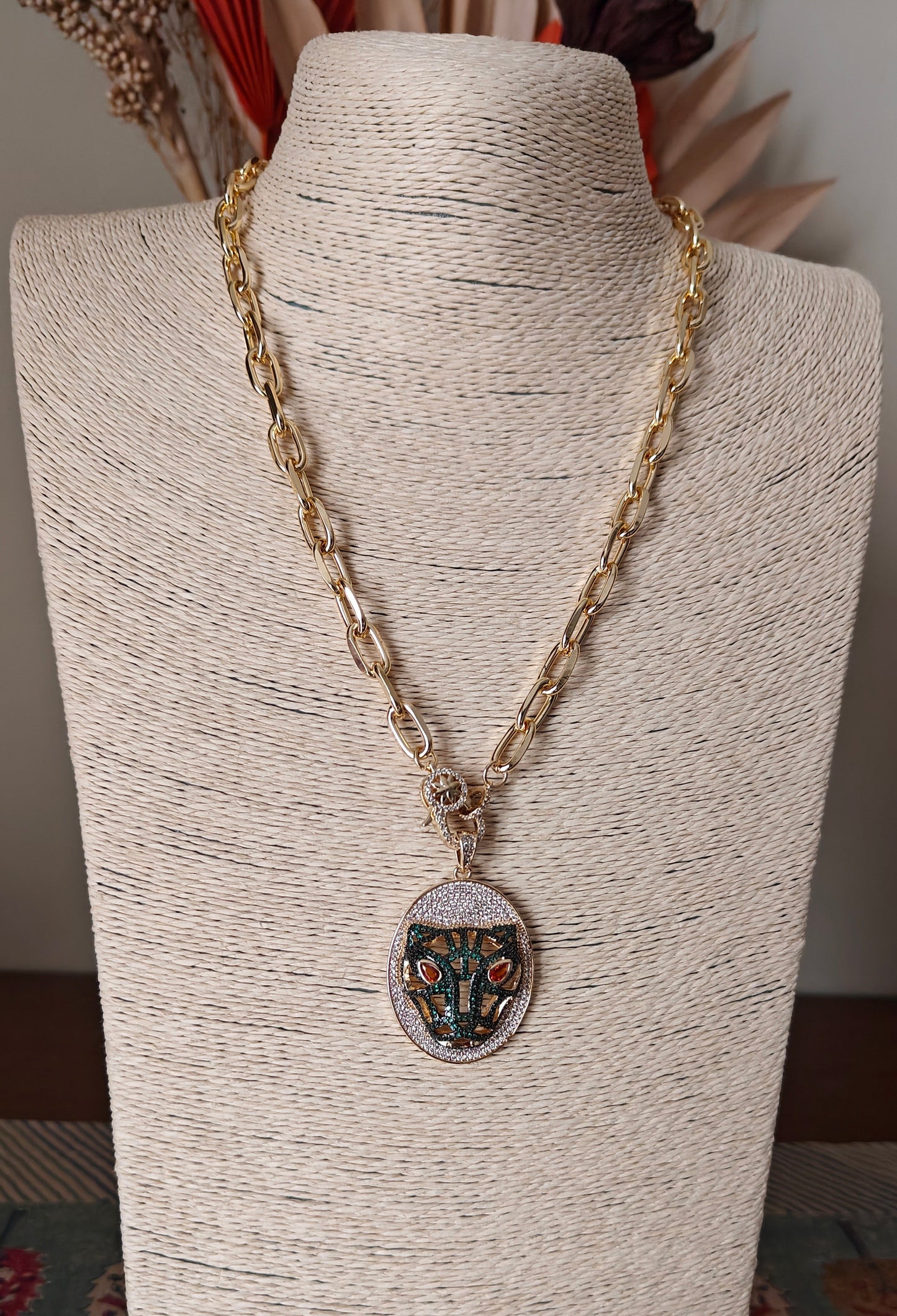 Necklace with tiger pendant