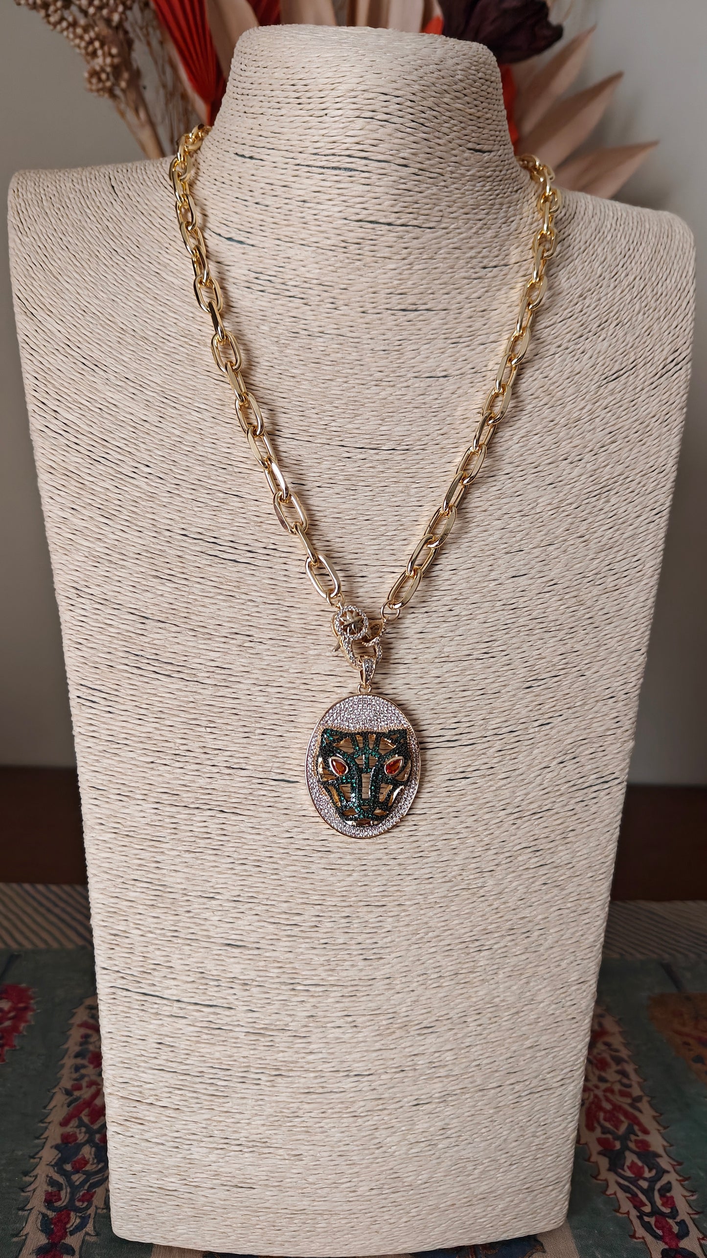 Necklace with tiger pendant