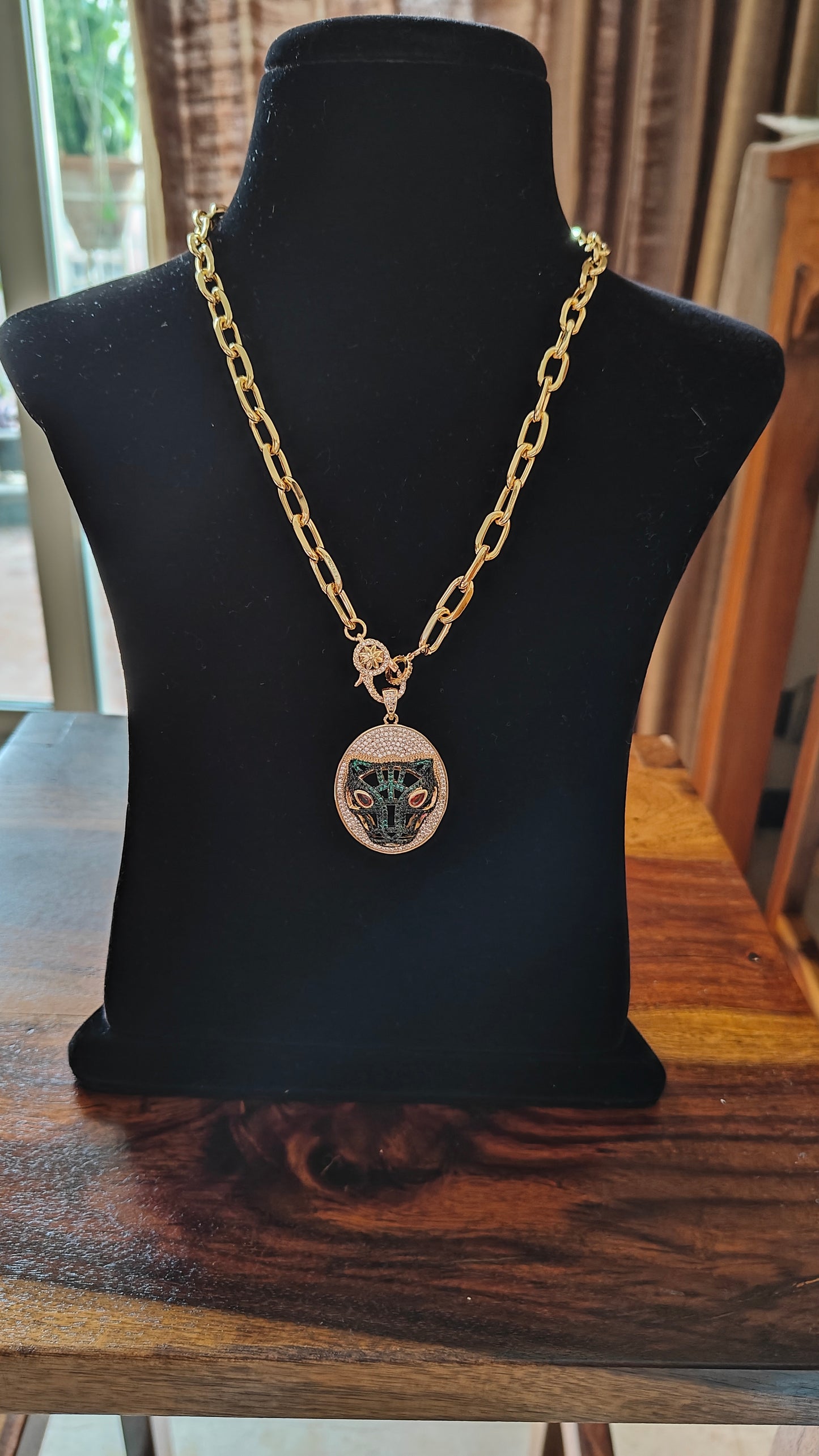 Necklace with tiger pendant