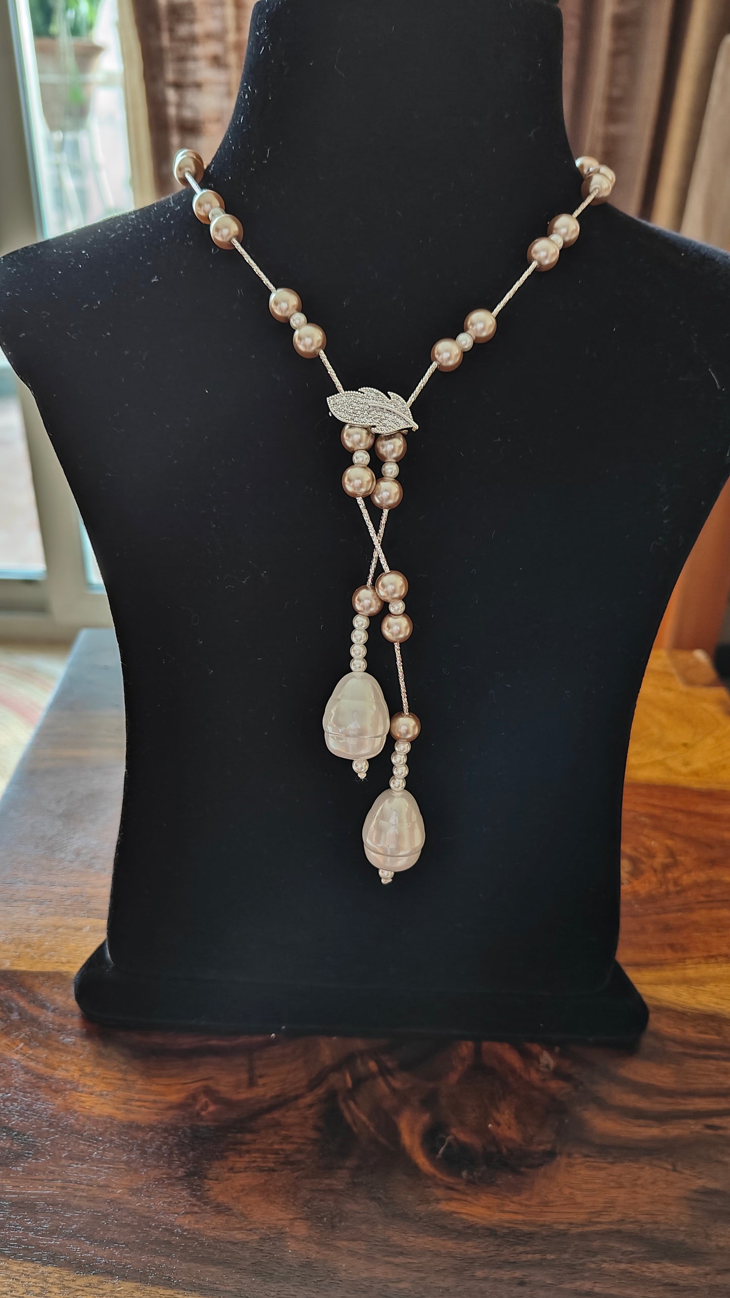 Long baroque pearl lariat necklace