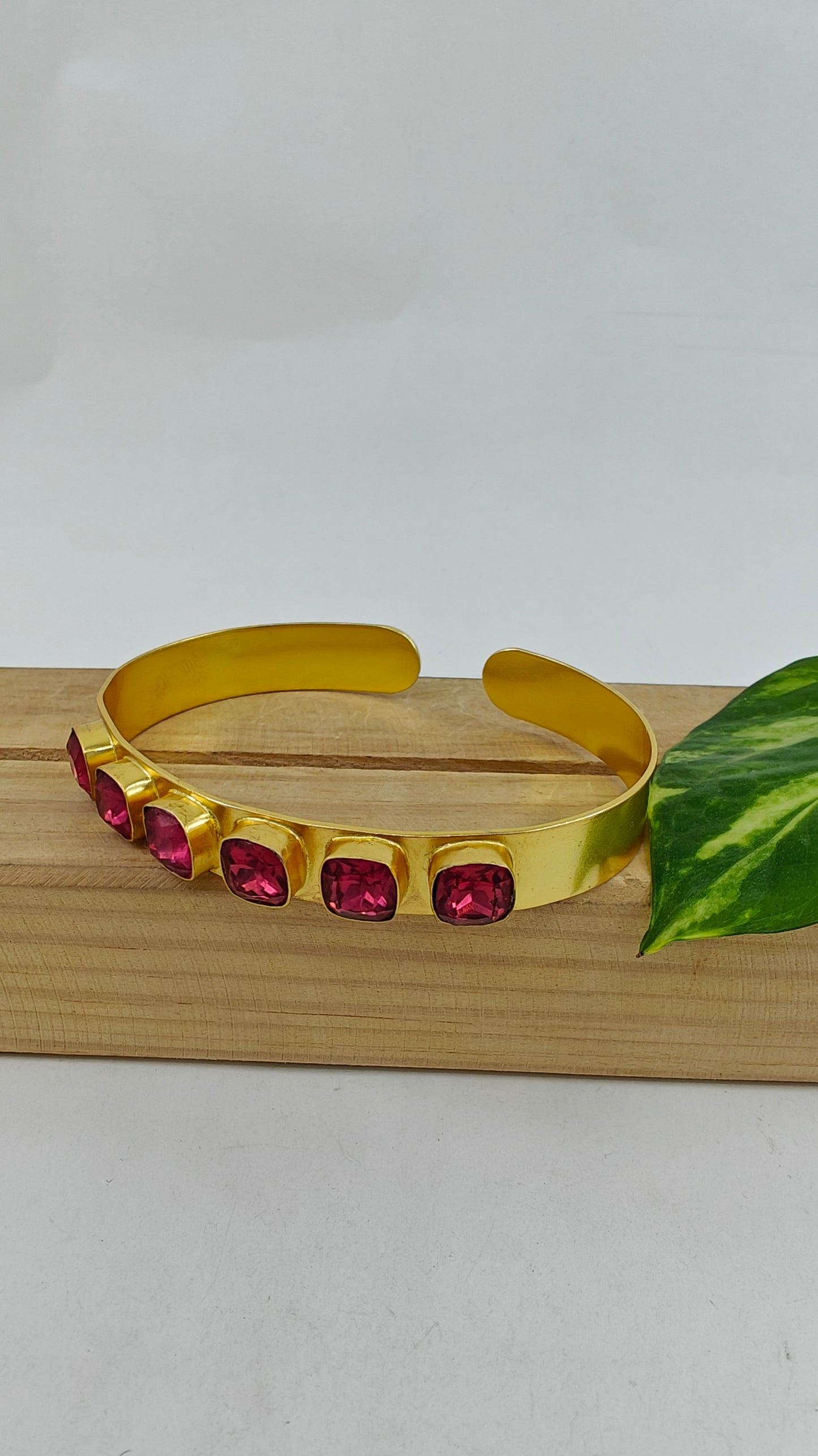 Bangle/ Kara with red stone inlay