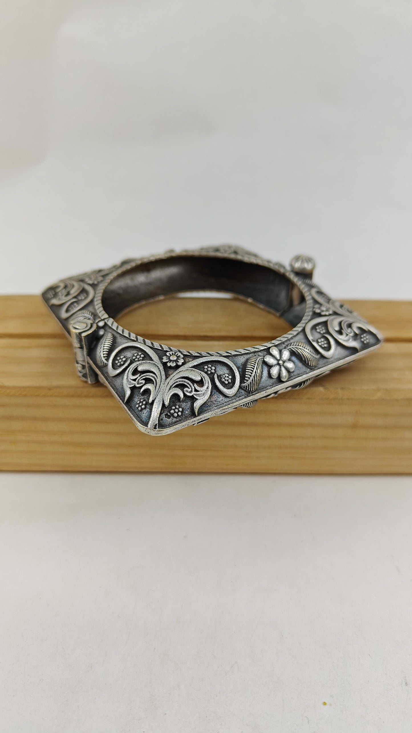 Square Kara/ Bangle with carving