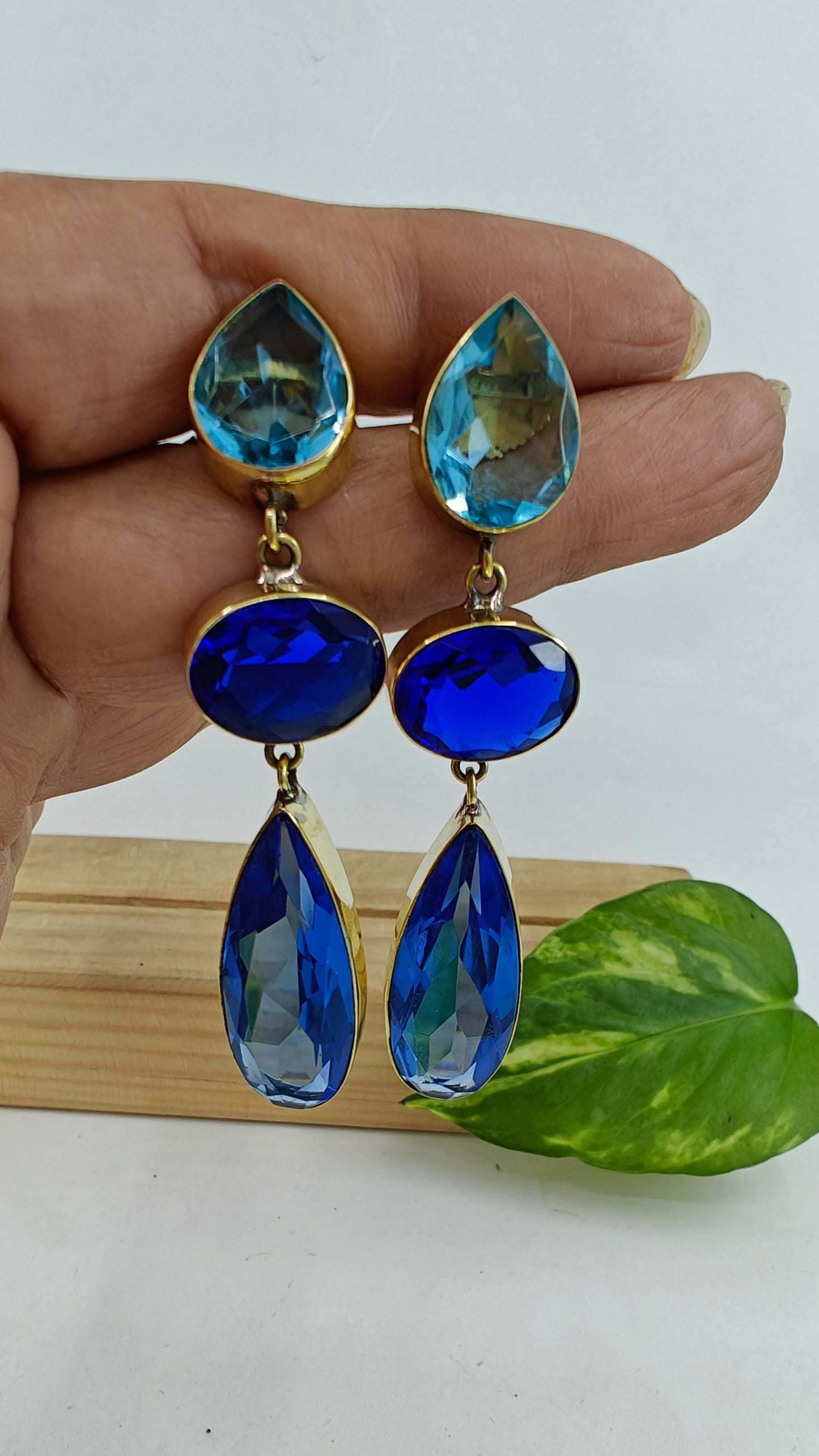 Crystal blue drop earrings