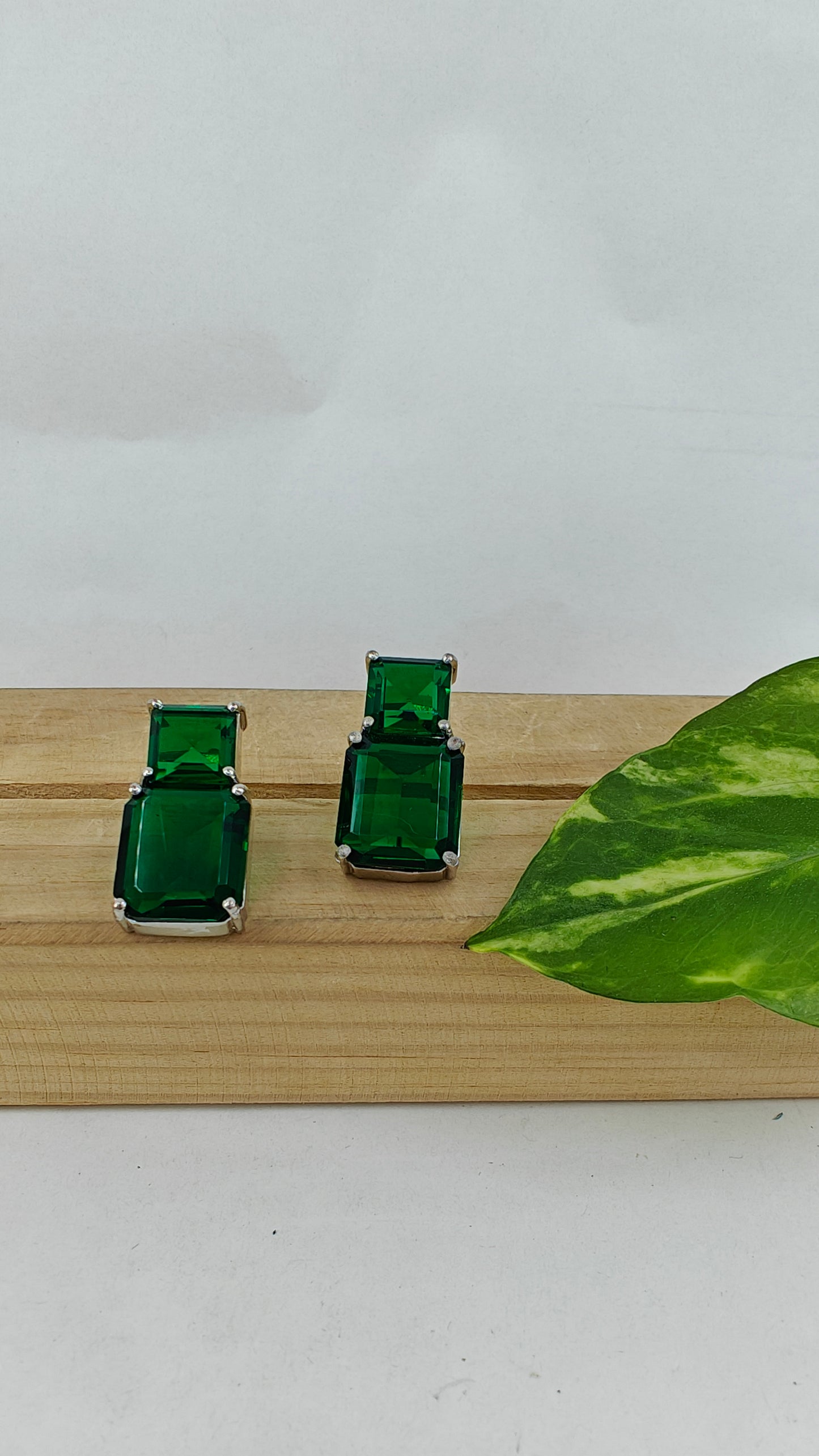 Crystal emerald green studs/earrings