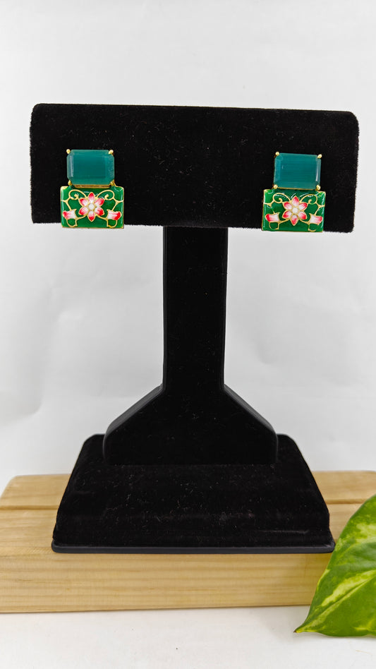 Meenakari stone studs