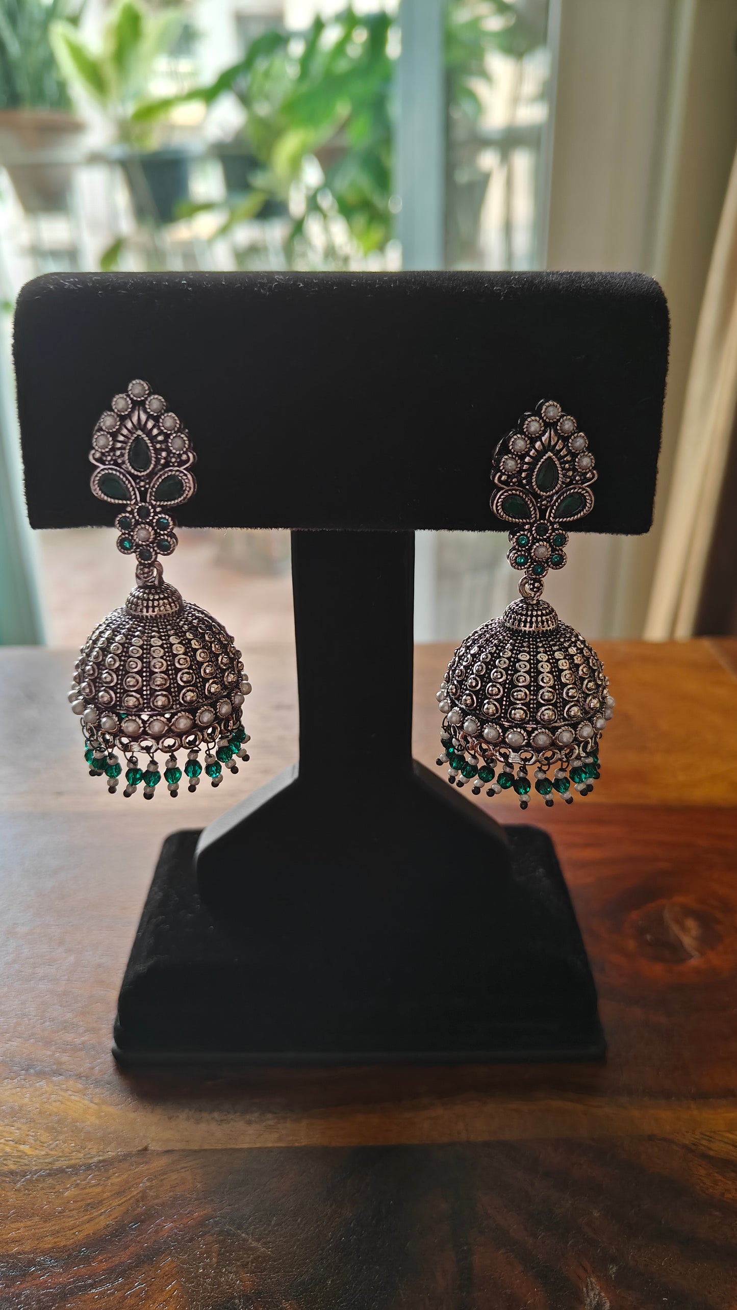 Jhumkas with stones and pearls