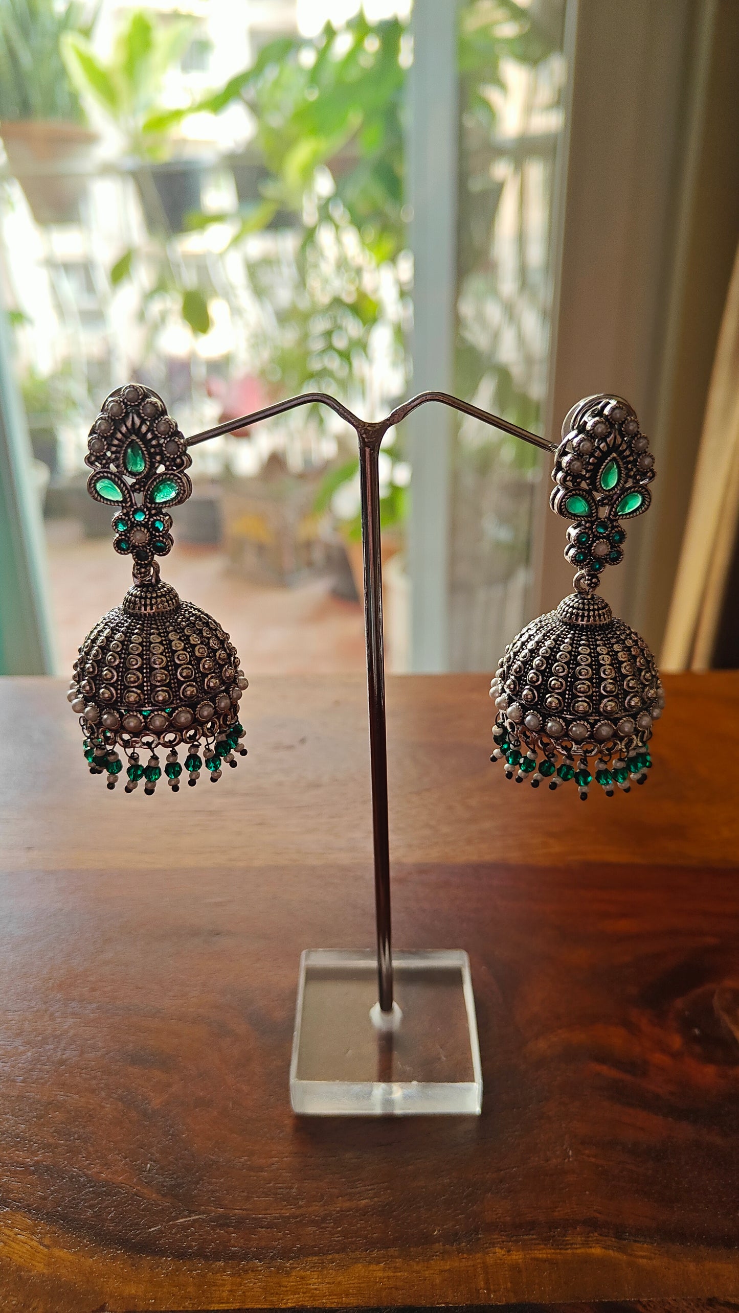 Jhumkas with stones and pearls