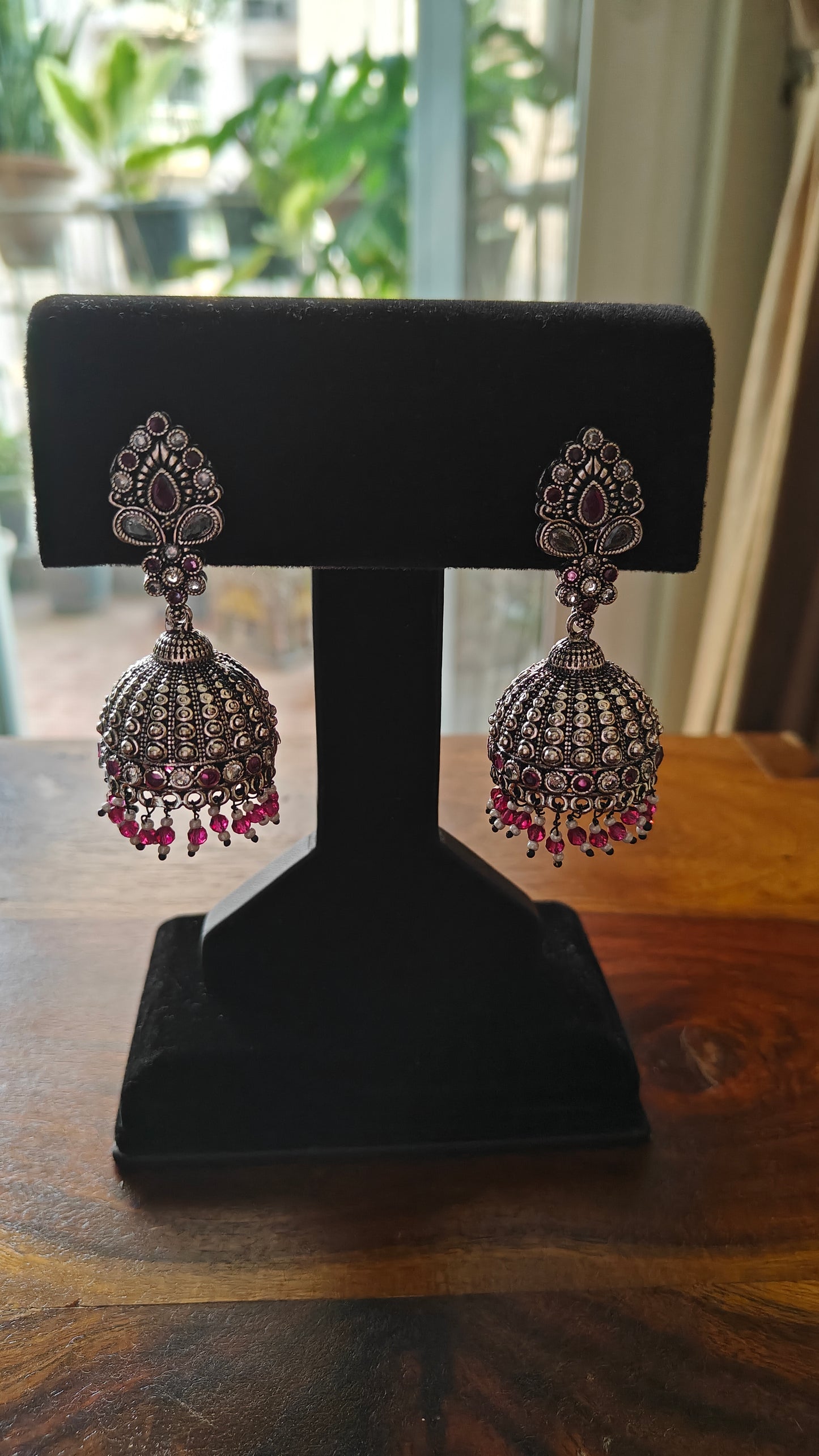 Jhumkas with stones and pearls