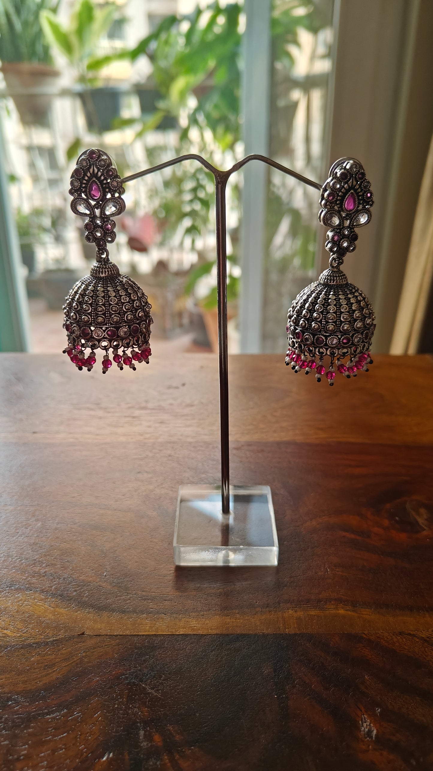 Jhumkas with stones and pearls