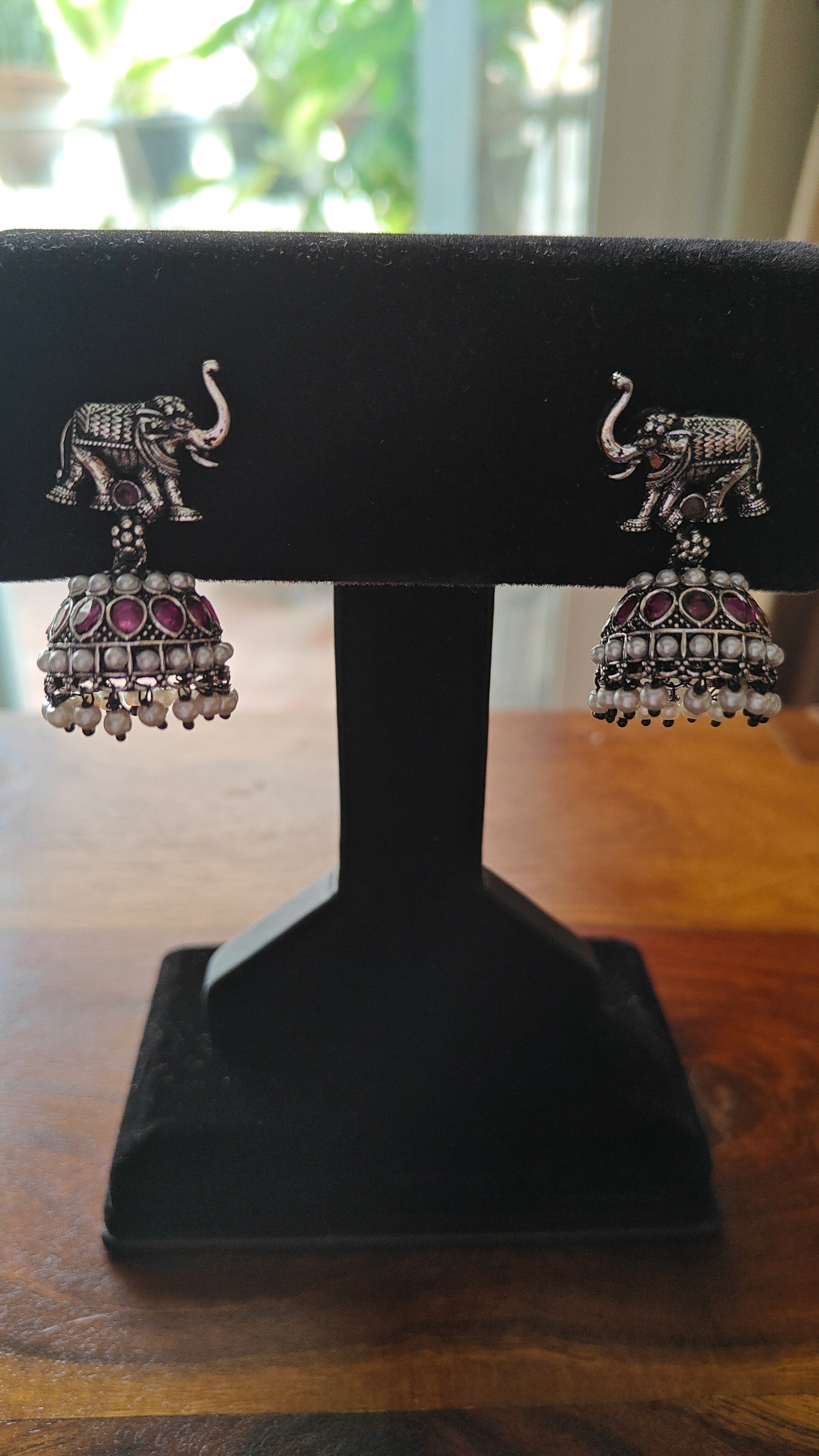 Elephant stud jhumkis