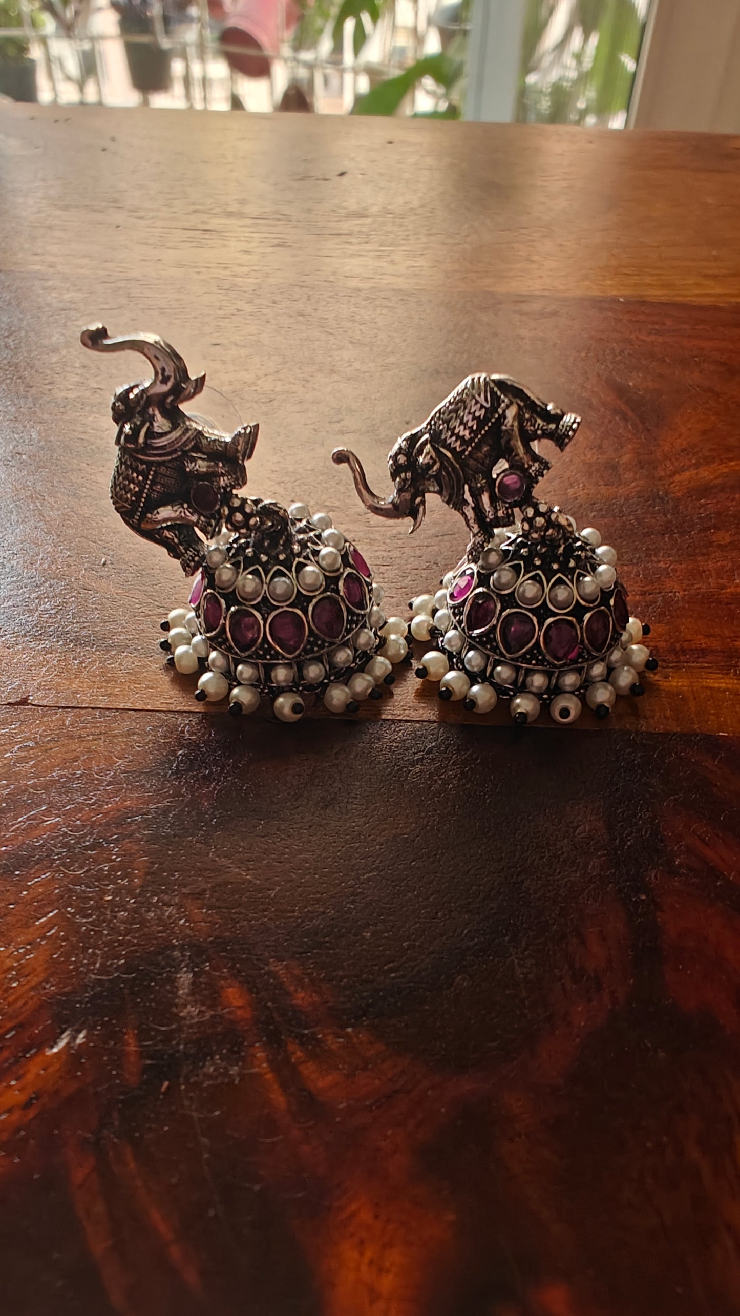 Elephant stud jhumkis