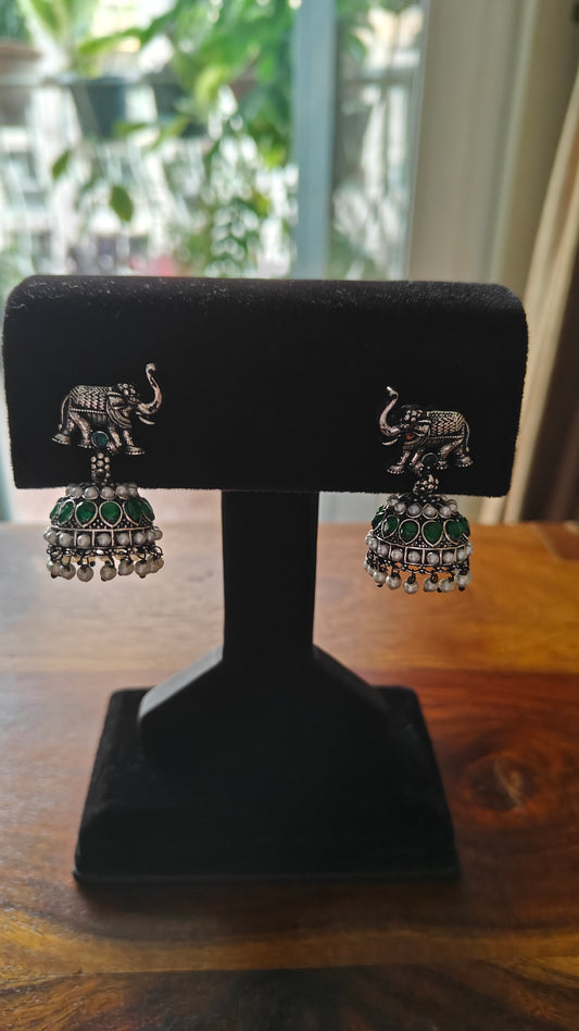 Elephant stud jhumkis