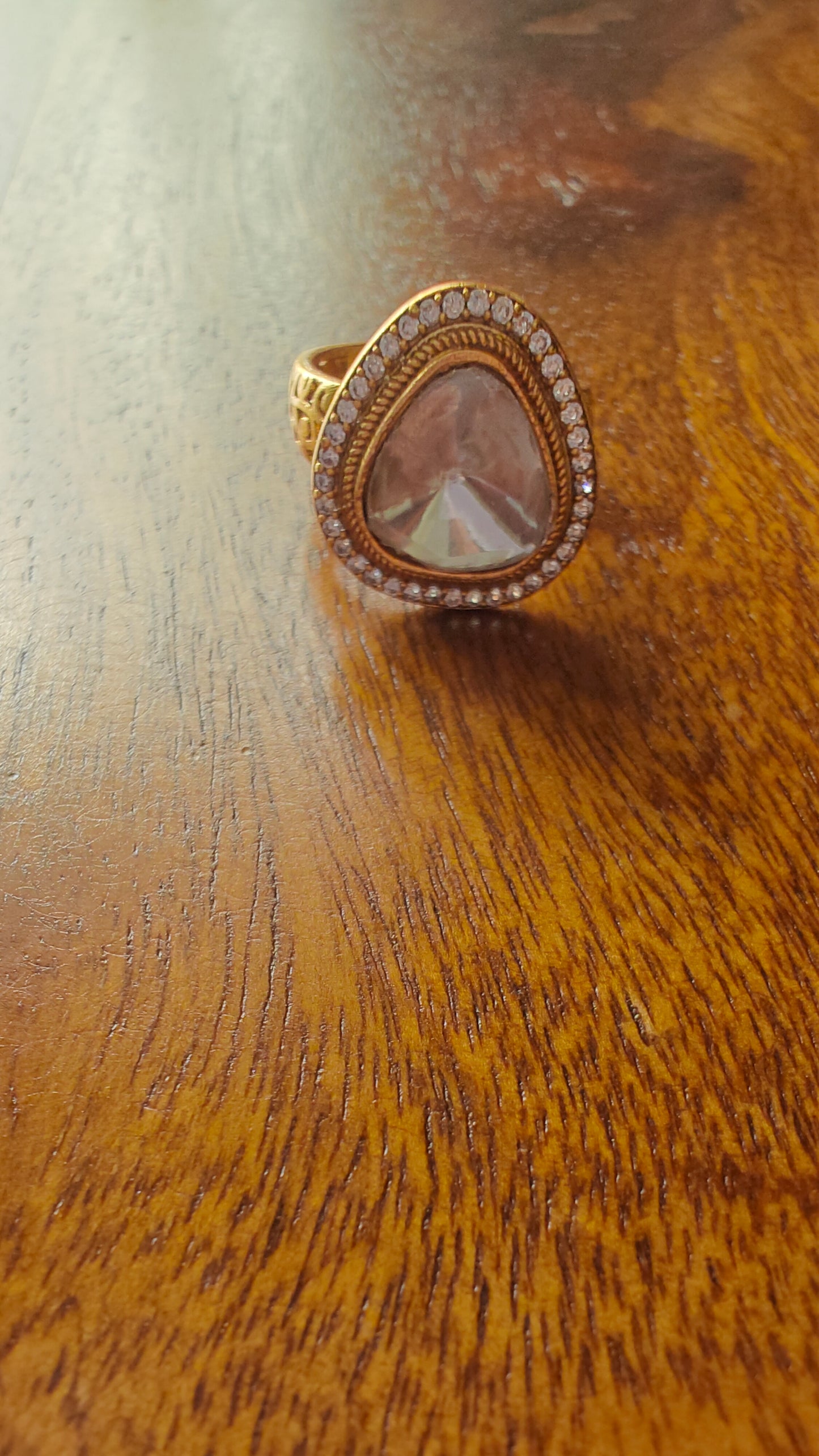 Ring with Moissanite and jali work