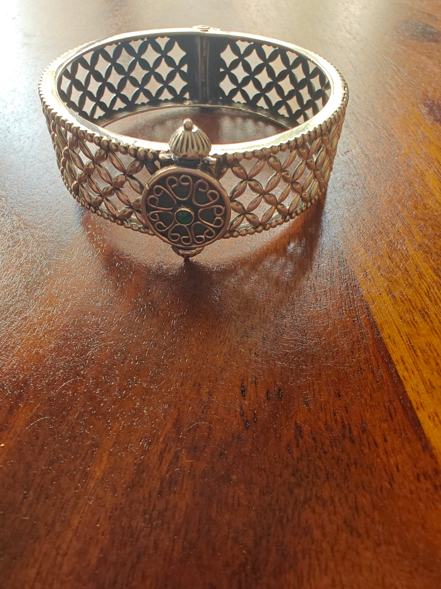 Silver kara (cuff/ bangle) with jali work