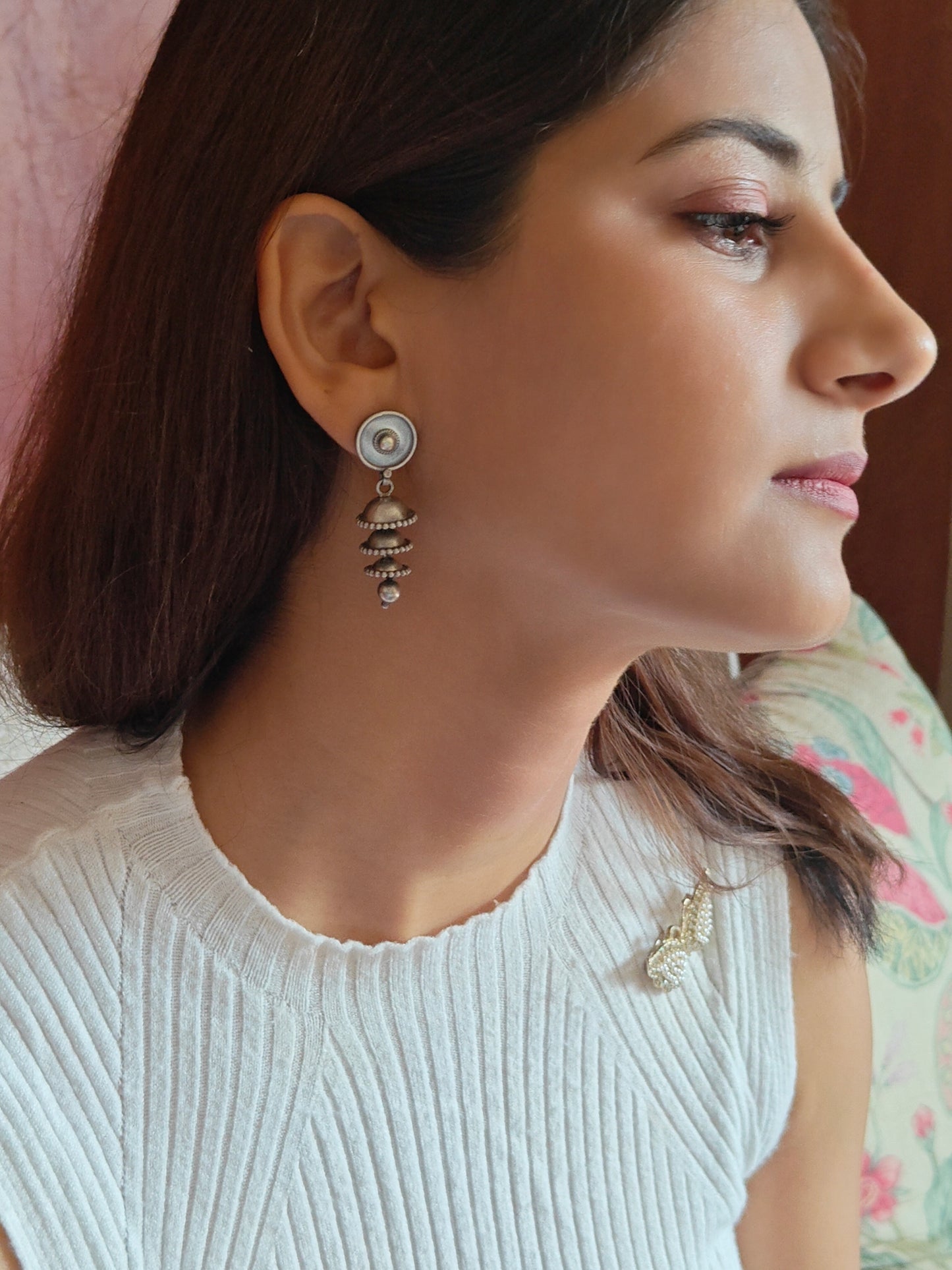 Suchita silver bell drop earrings