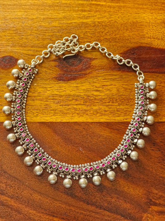 Prapti sterling silver necklace with balls at the bottom