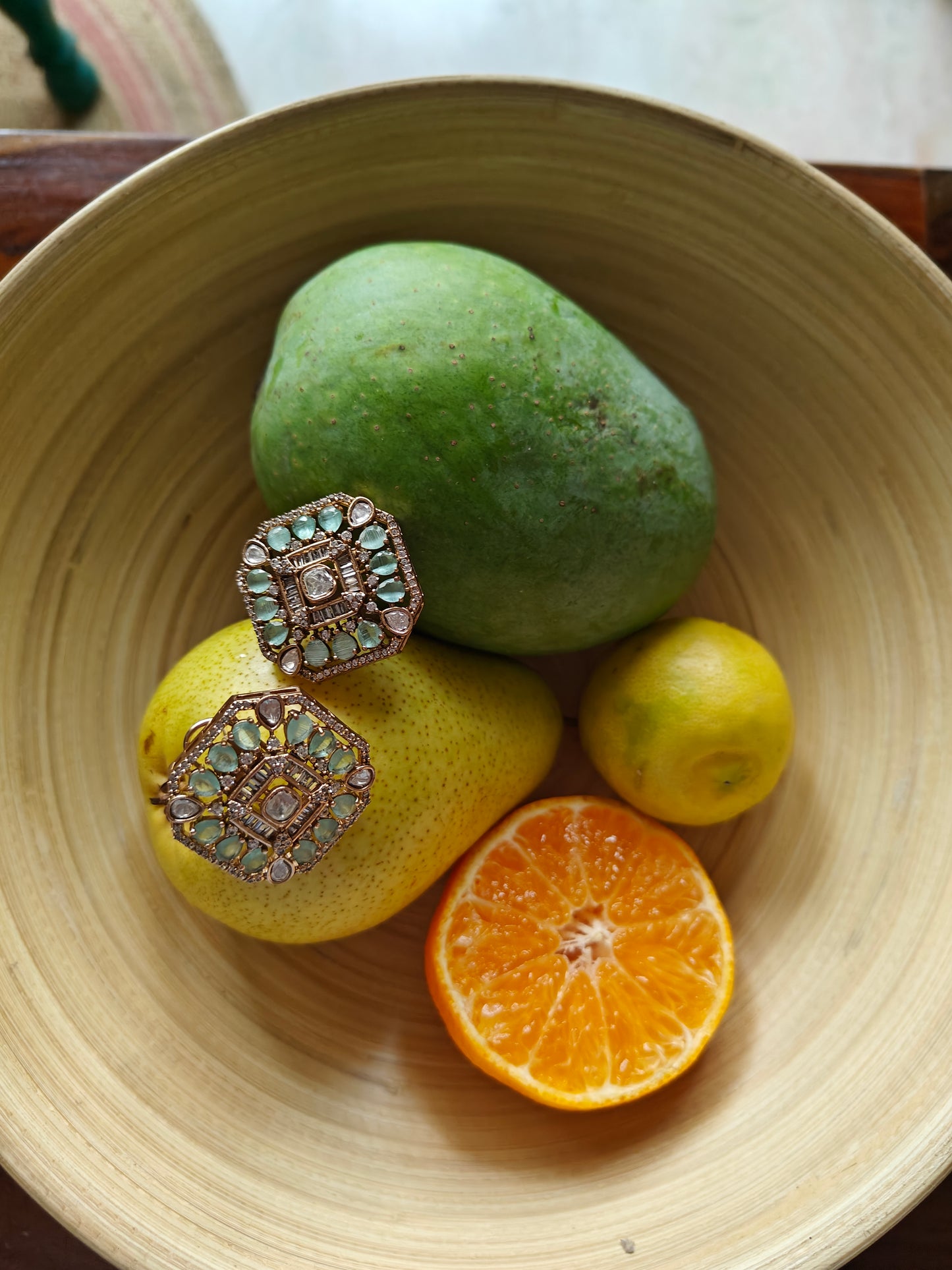 Nargis studs with mint green stones