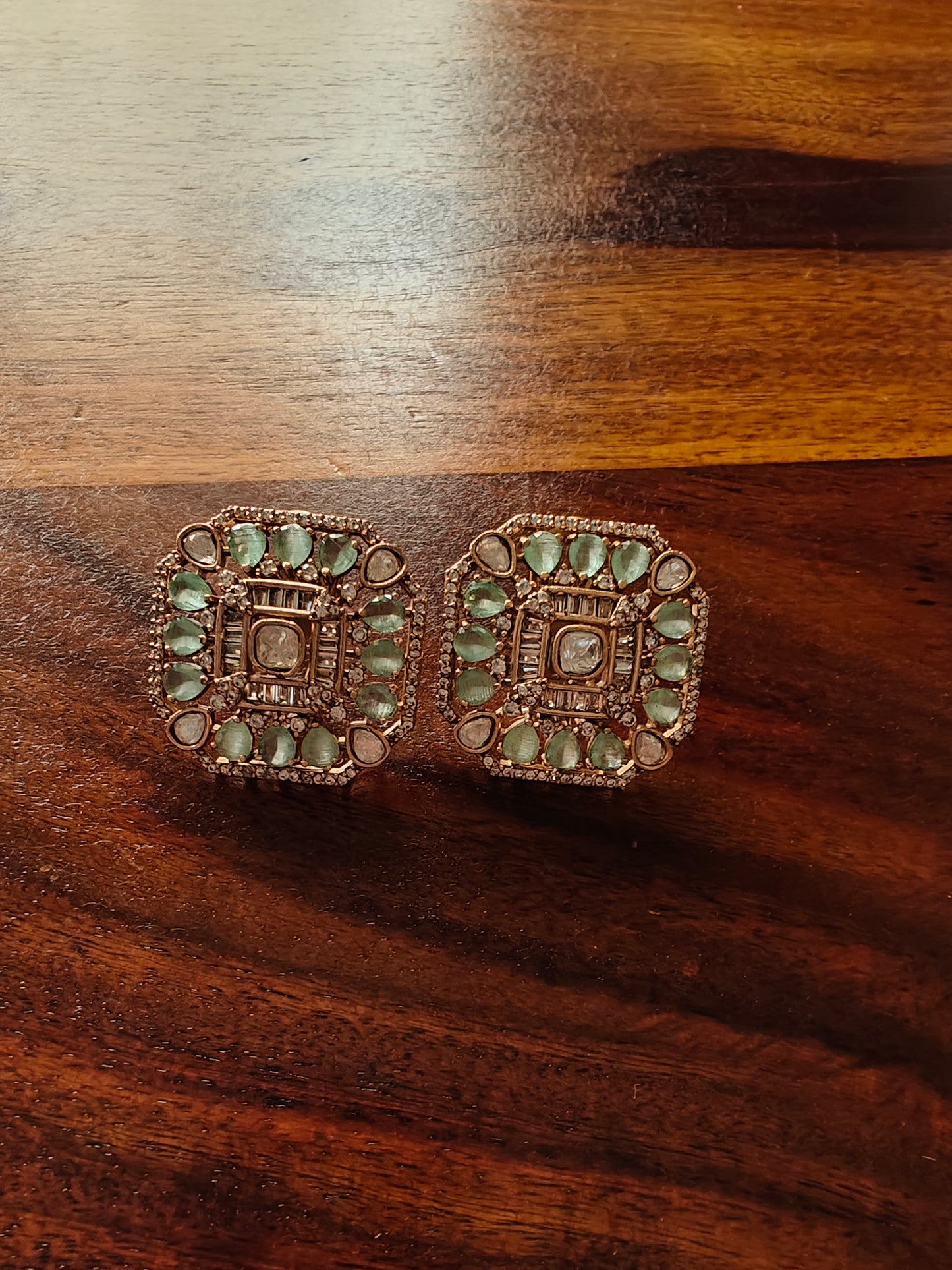 Nargis studs with mint green stones