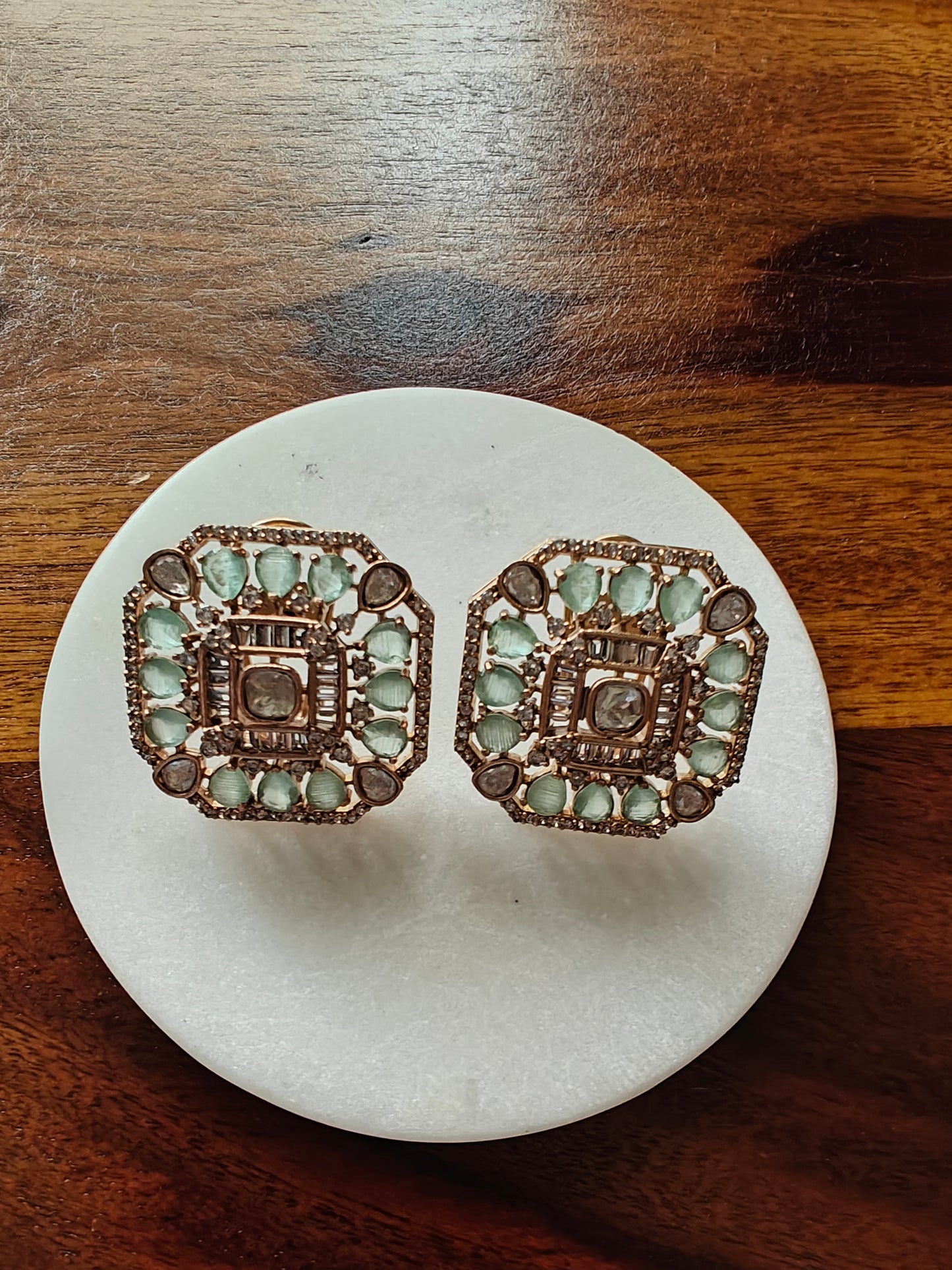 Nargis studs with mint green stones