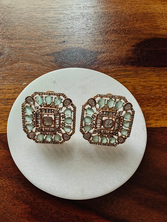 Nargis studs with mint green stones