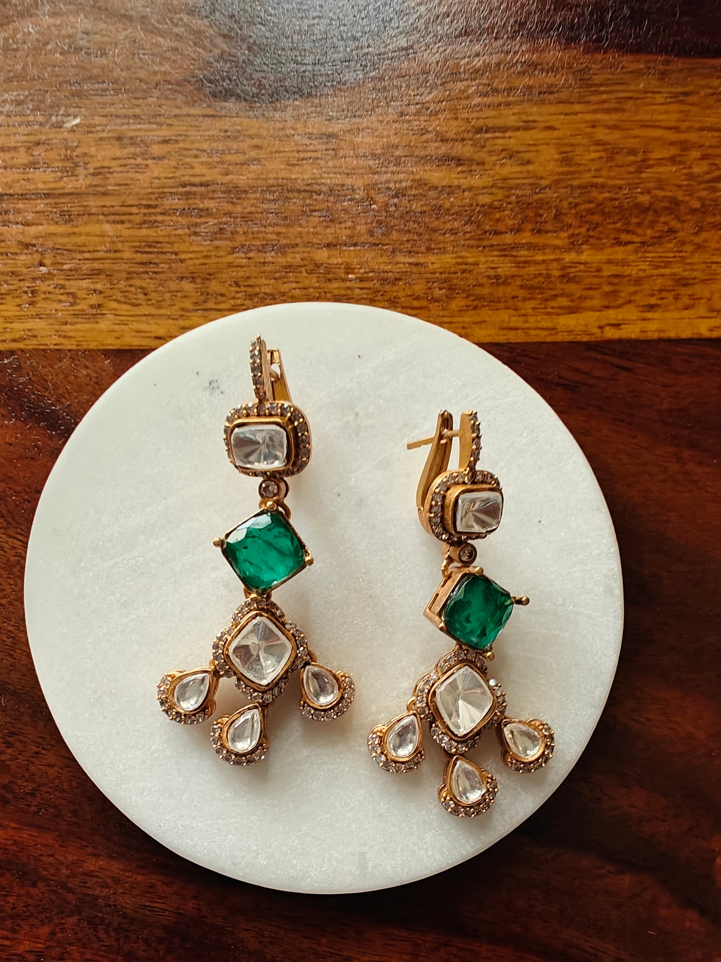 Tabu earrings with moissanite and stone