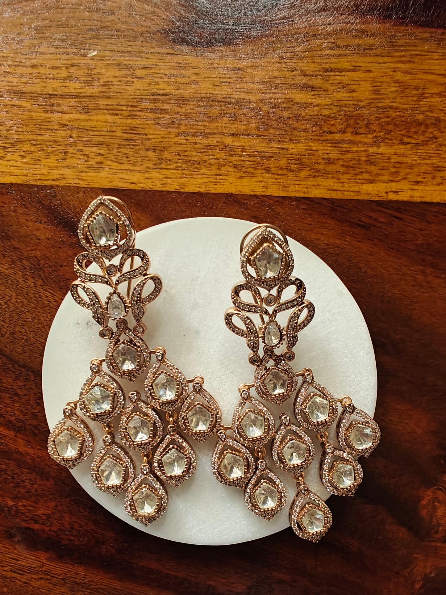 Chandelier earrings with moissanite