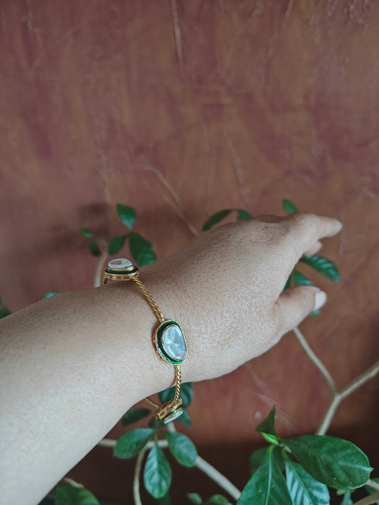 Kara(bangle) interspaced with moissanite and black meenakari all around