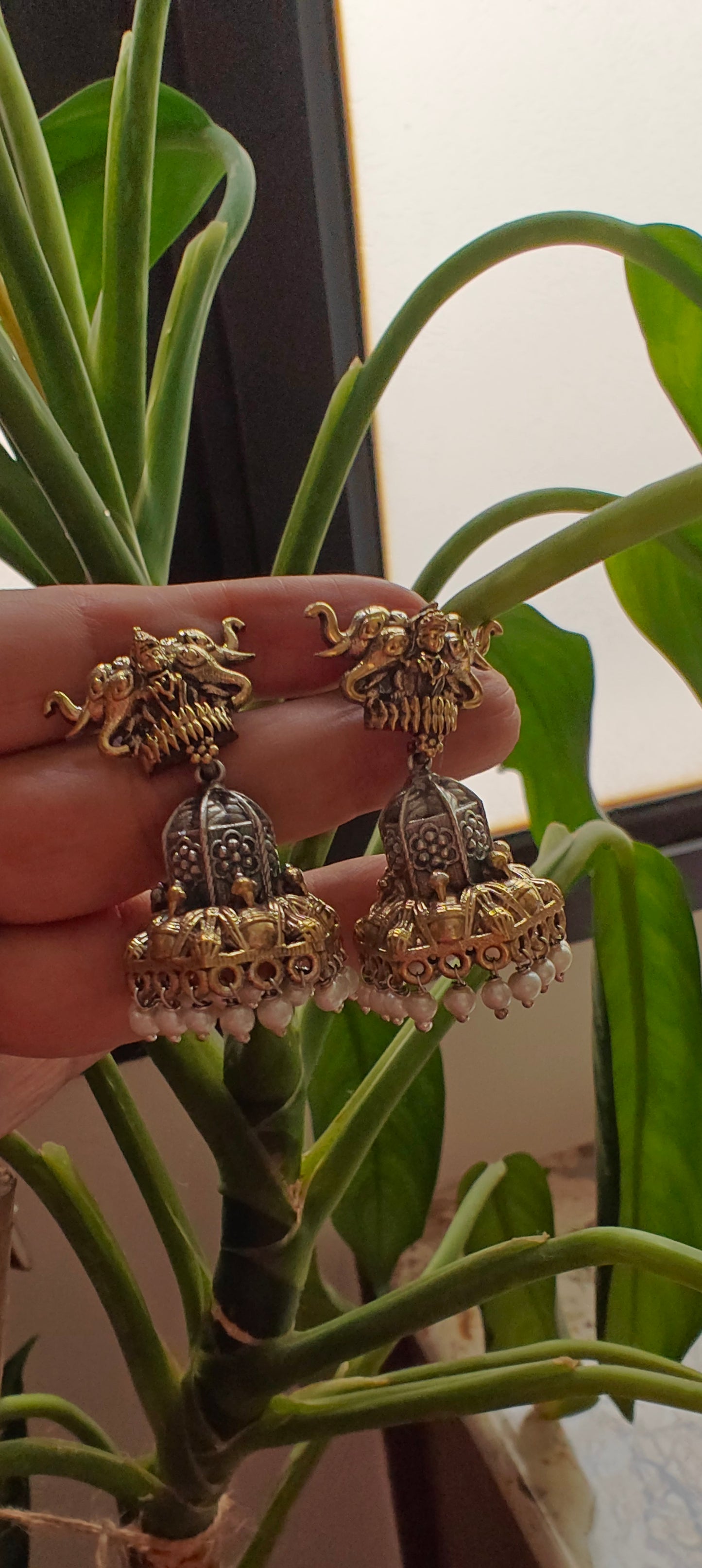 Multiple elephant head  jhumki